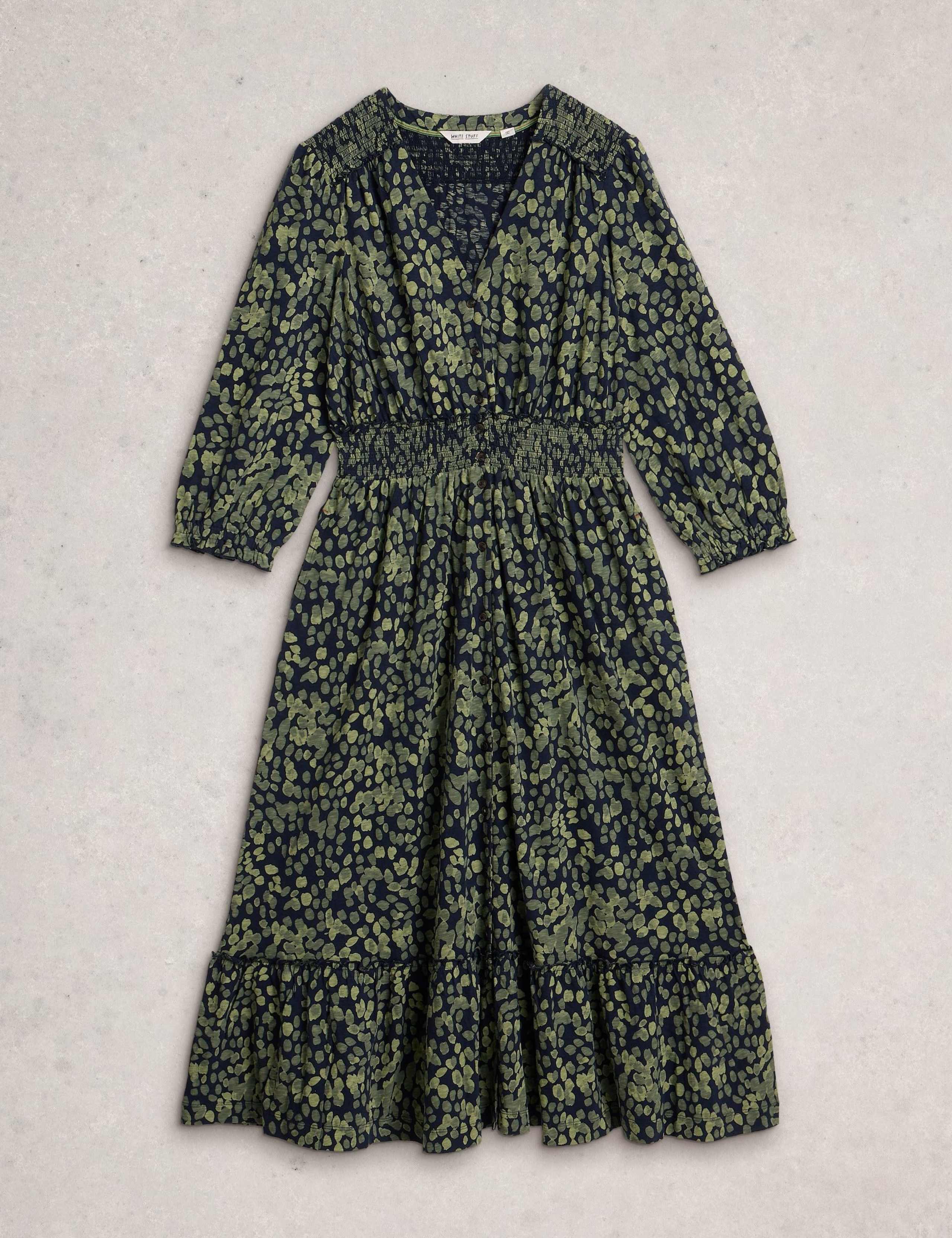 Pure Cotton Shirred Midaxi Tiered Dress 2 of 6