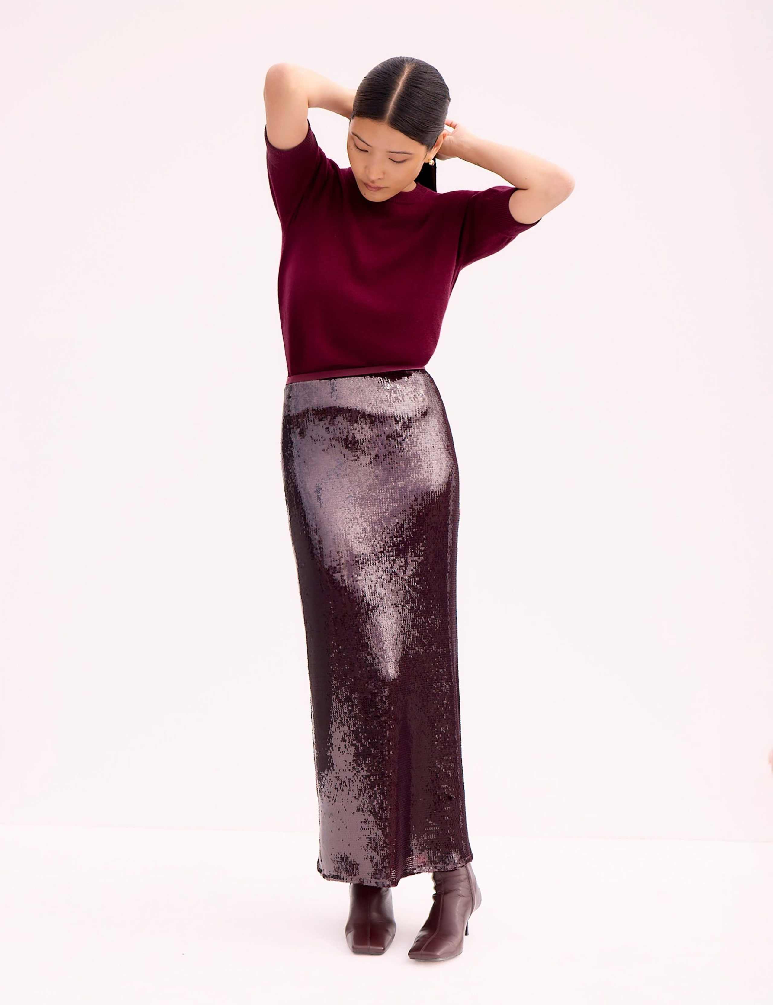 Sequin Split Back Maxi Pencil Skirt 1 of 3