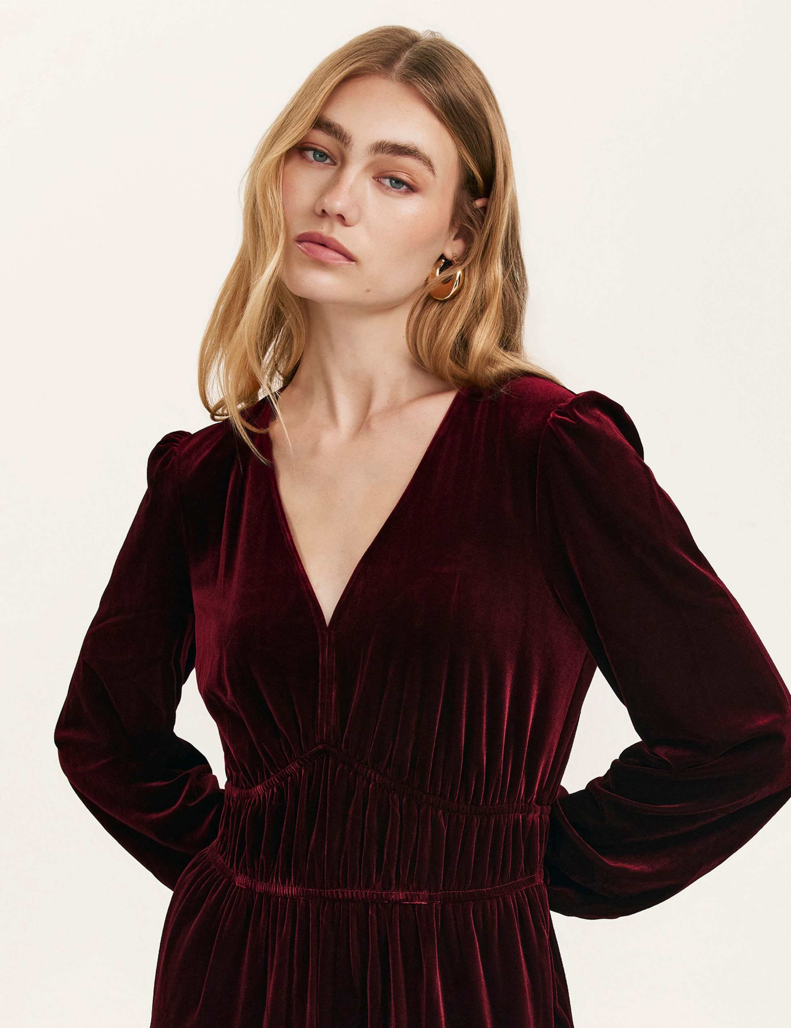 Velvet Jersey V-Neck Waisted Jumpsuit 4 of 4