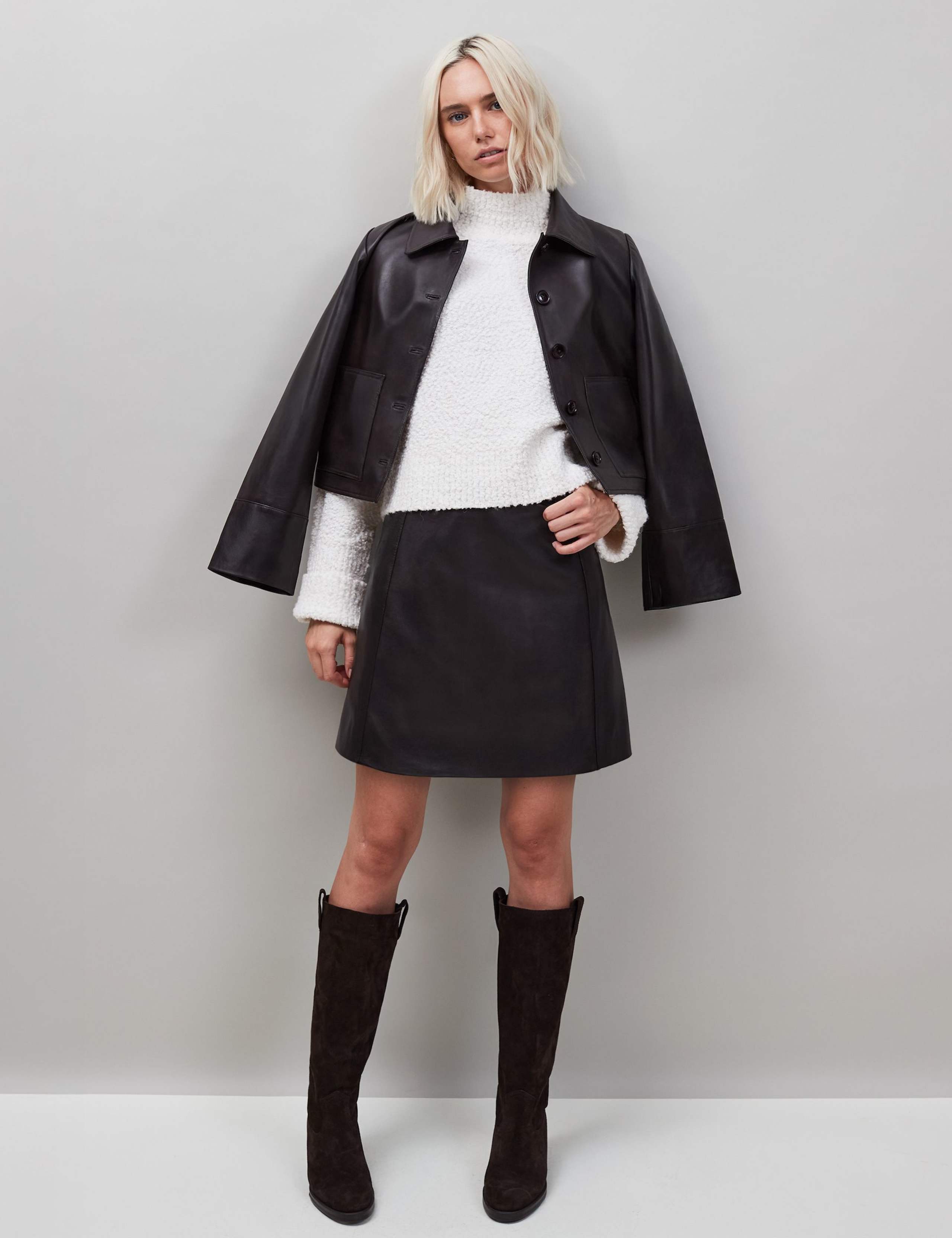 Leather Mini A-Line Skirt 4 of 4