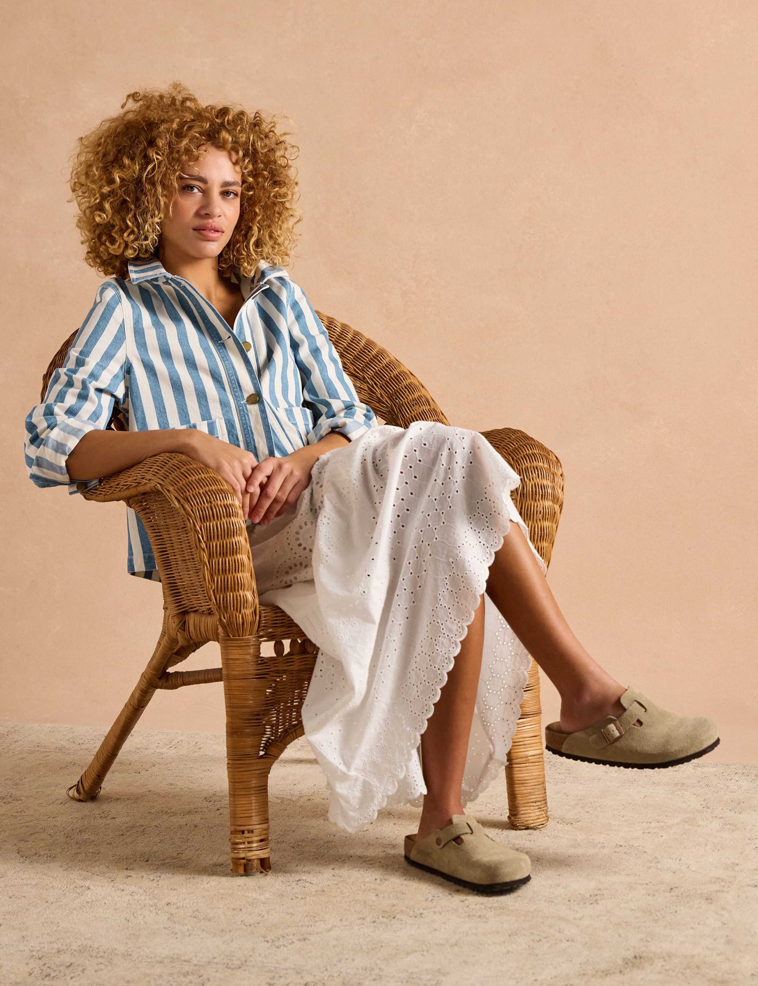 Denim Striped Collared Jacket 1 of 9