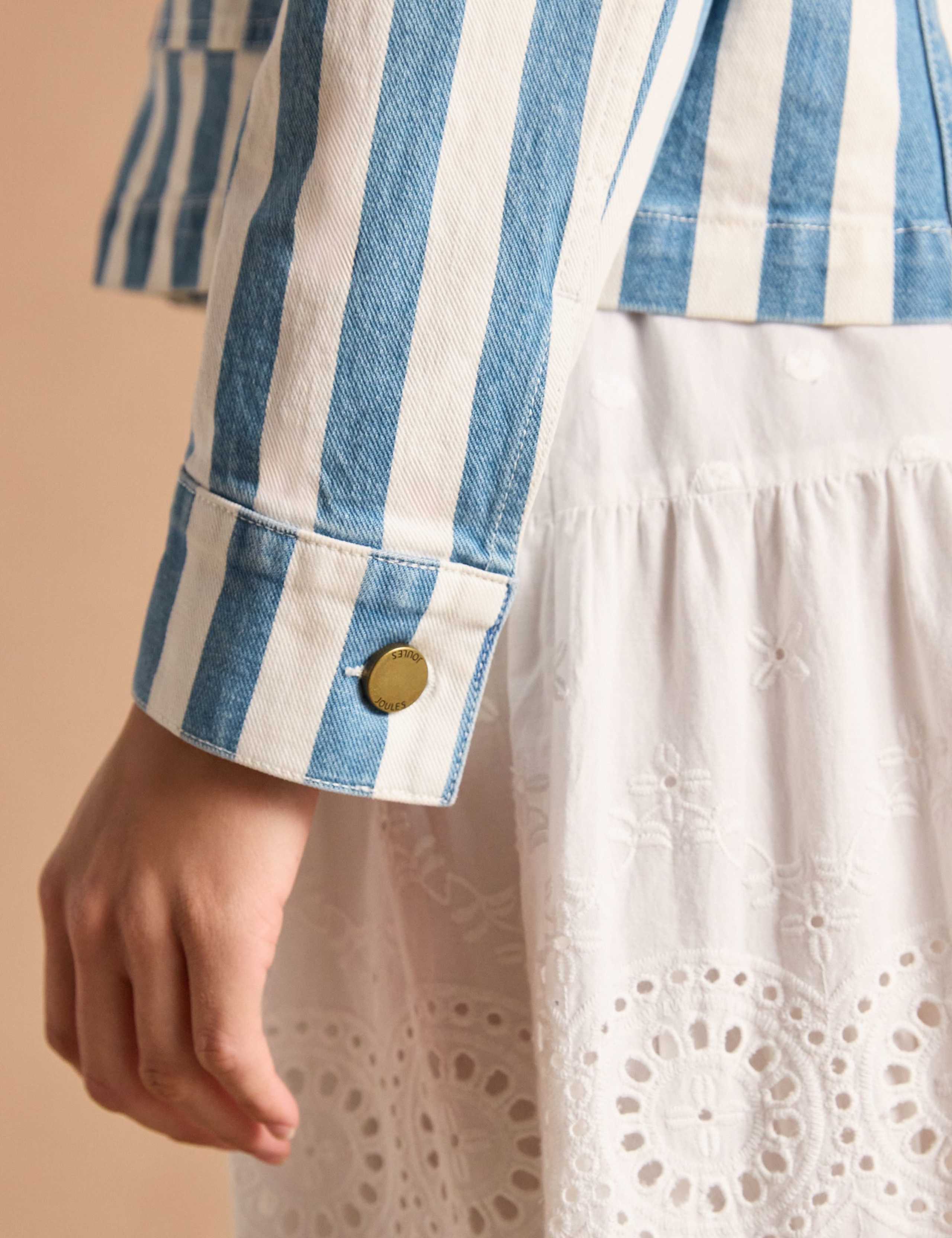 Denim Striped Collared Jacket 2 of 9