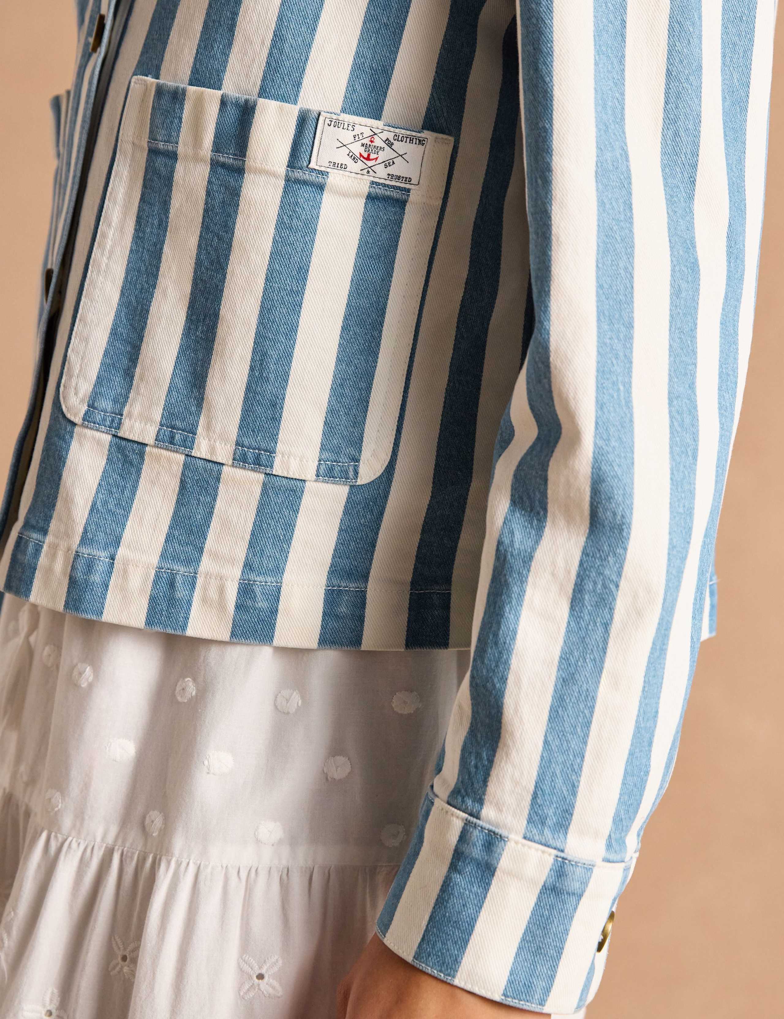 Denim Striped Collared Jacket 4 of 9