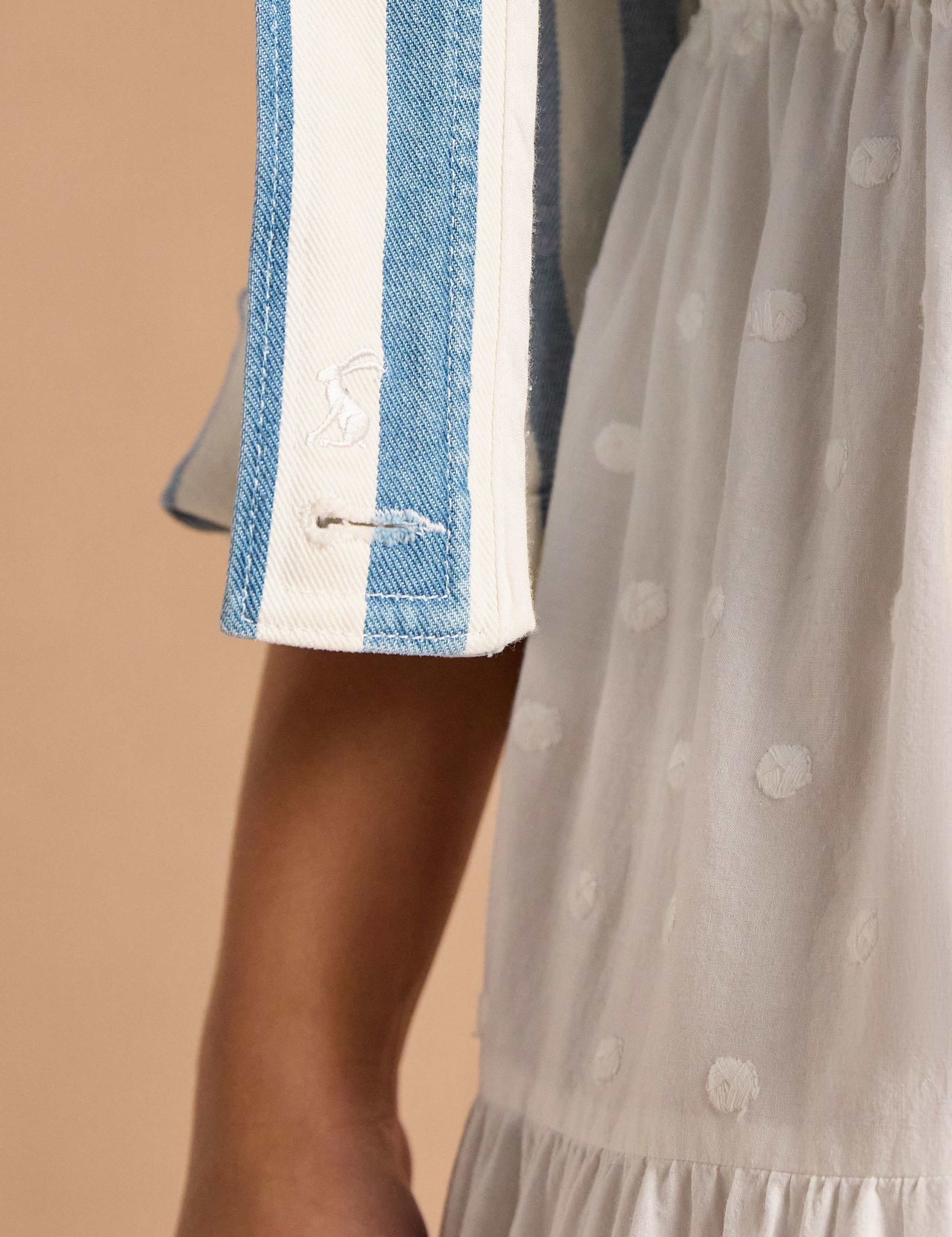 Denim Striped Collared Jacket 5 of 9