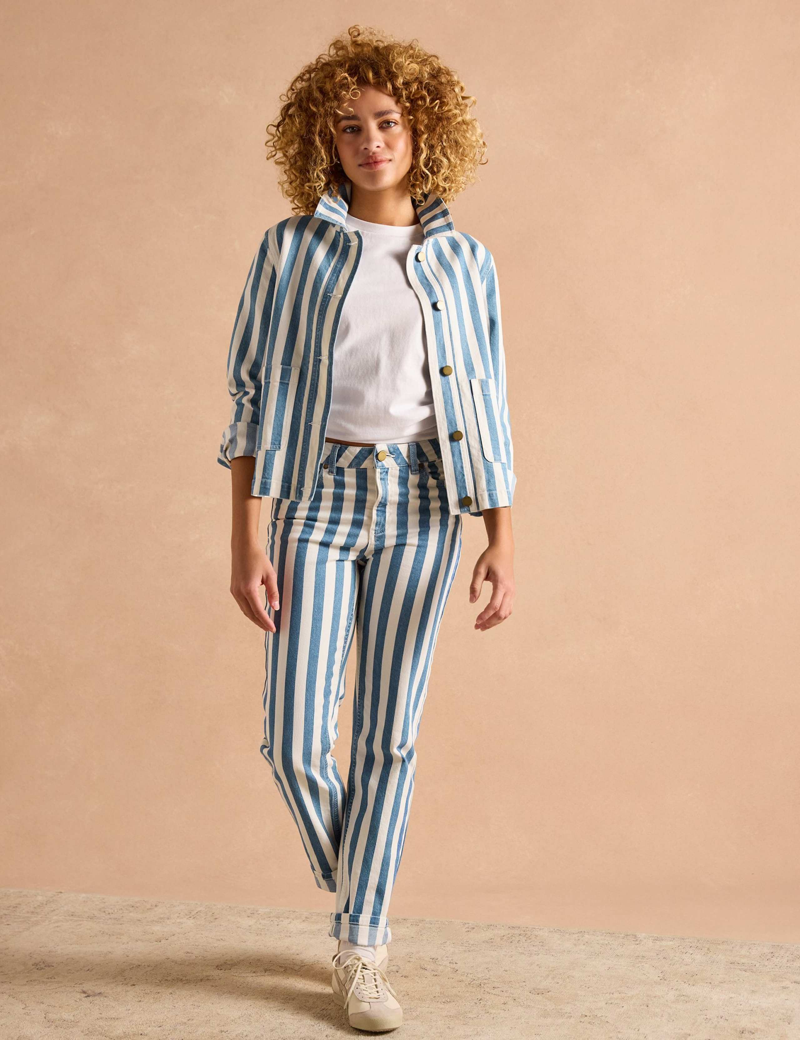 Denim Striped Collared Jacket 8 of 9