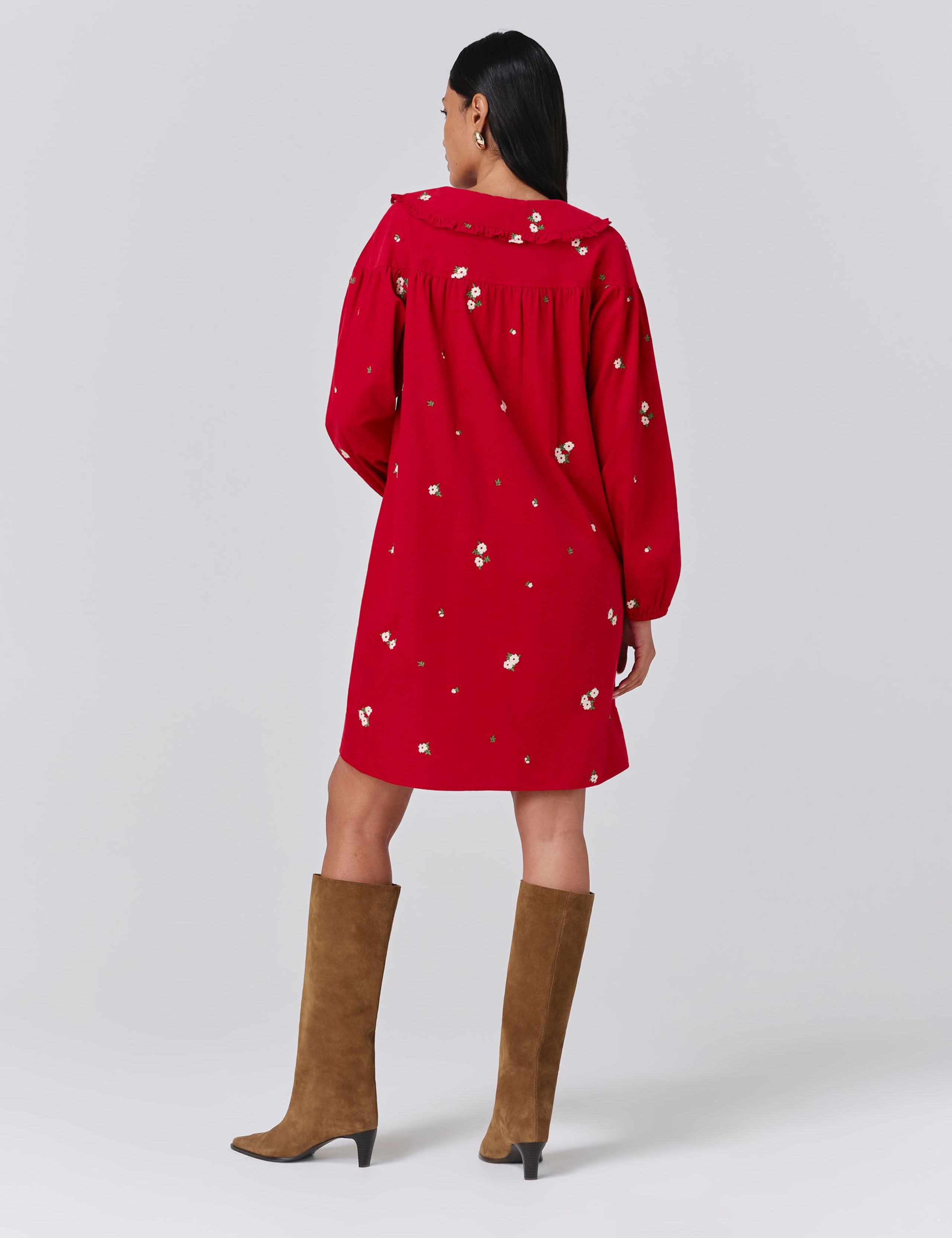 Cord Embroidered Collared Mini Smock Dress 3 of 5