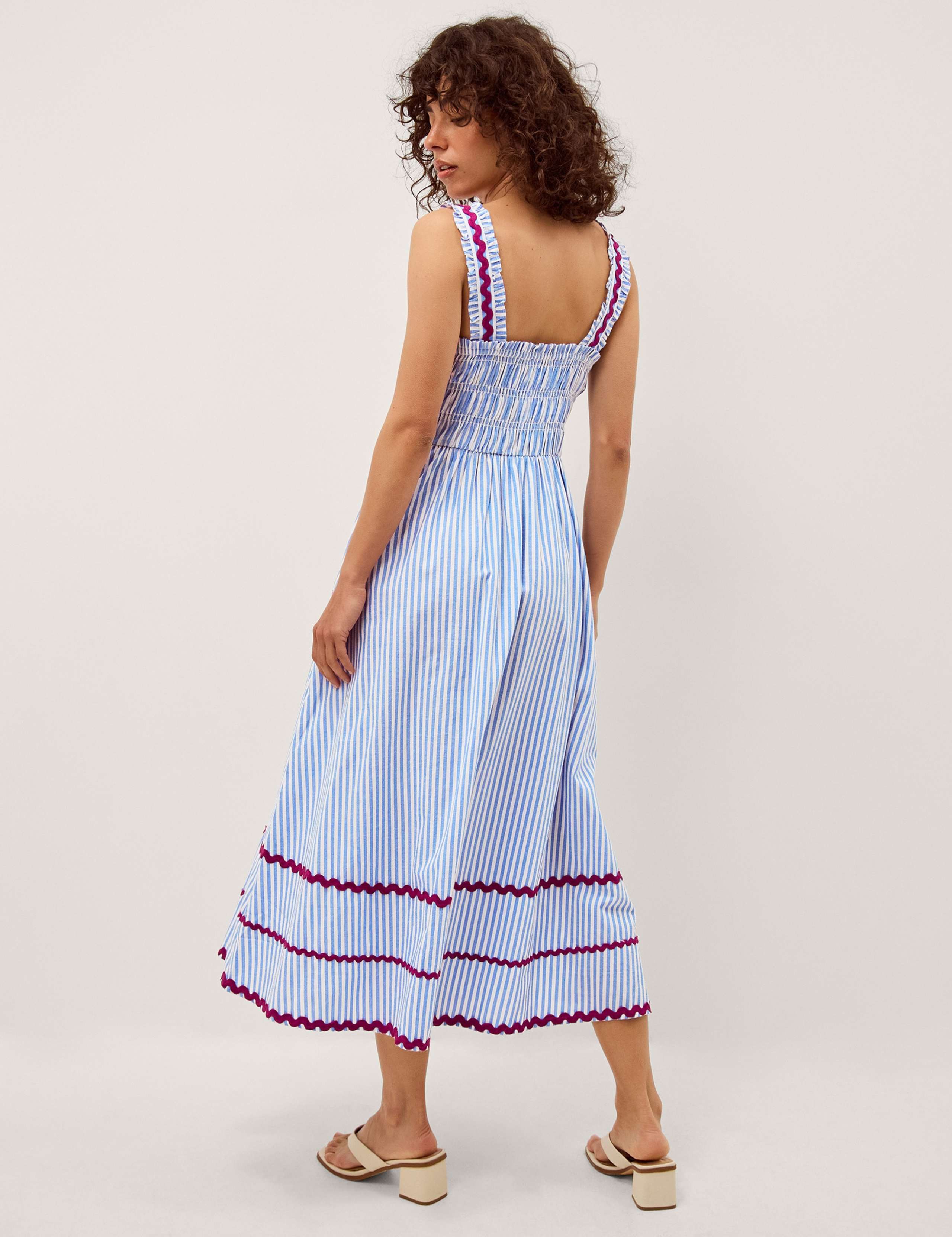 Pure Cotton Floral Striped Midi Dress 4 of 5