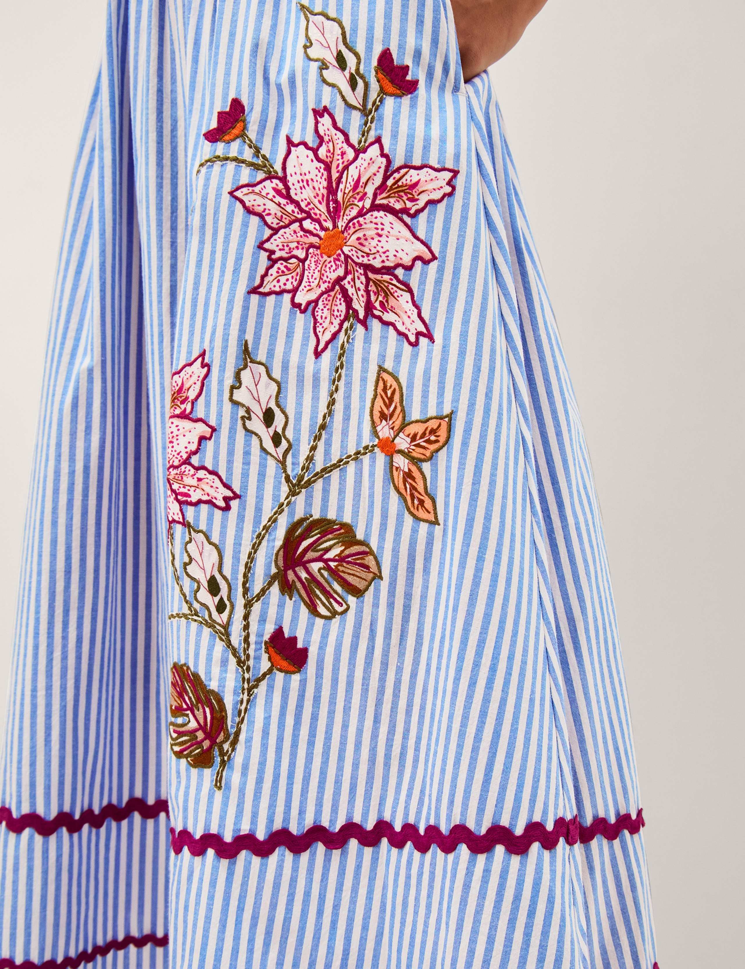 Pure Cotton Floral Striped Midi Dress 5 of 5