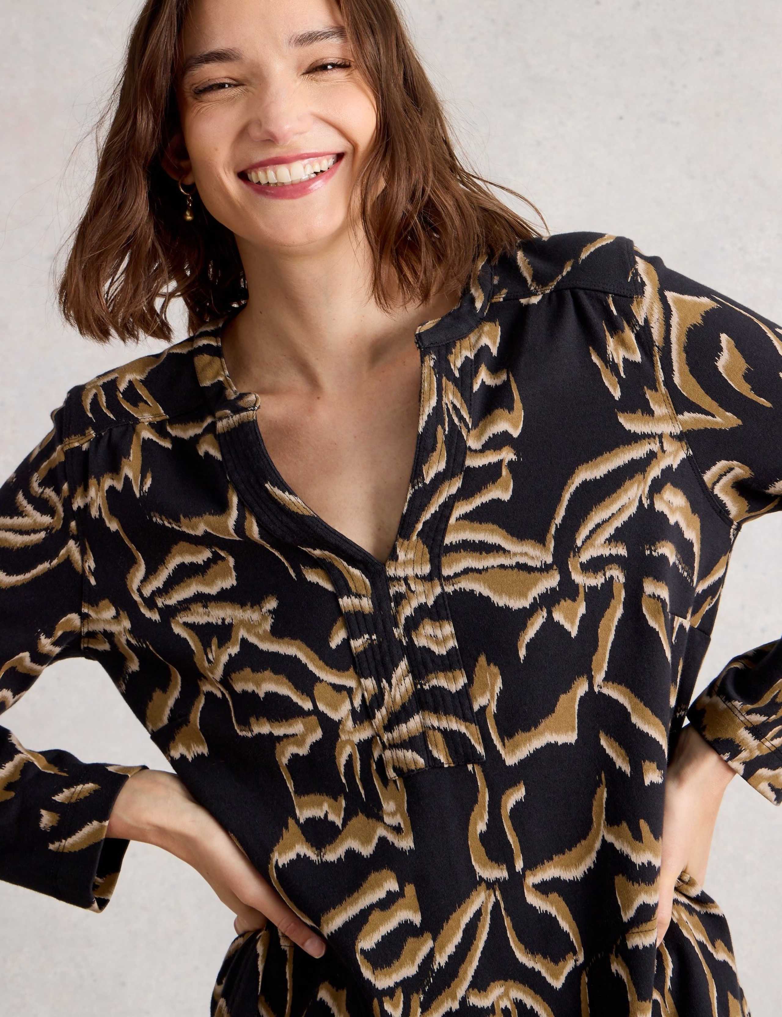 Pure Cotton Floral Knee Length Shift Dress 3 of 6