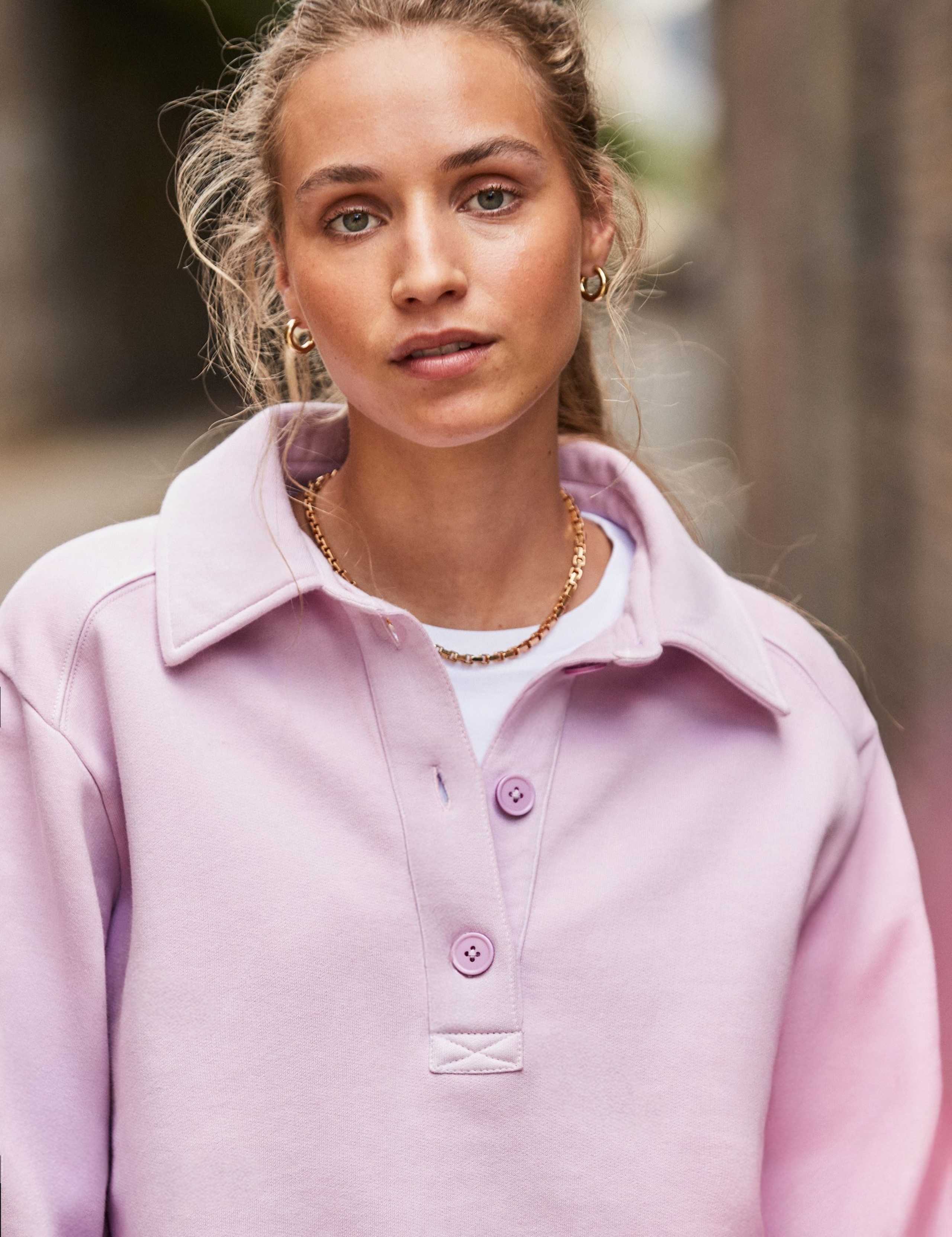 Pure Cotton Collared Button Front Sweatshirt 5 of 5