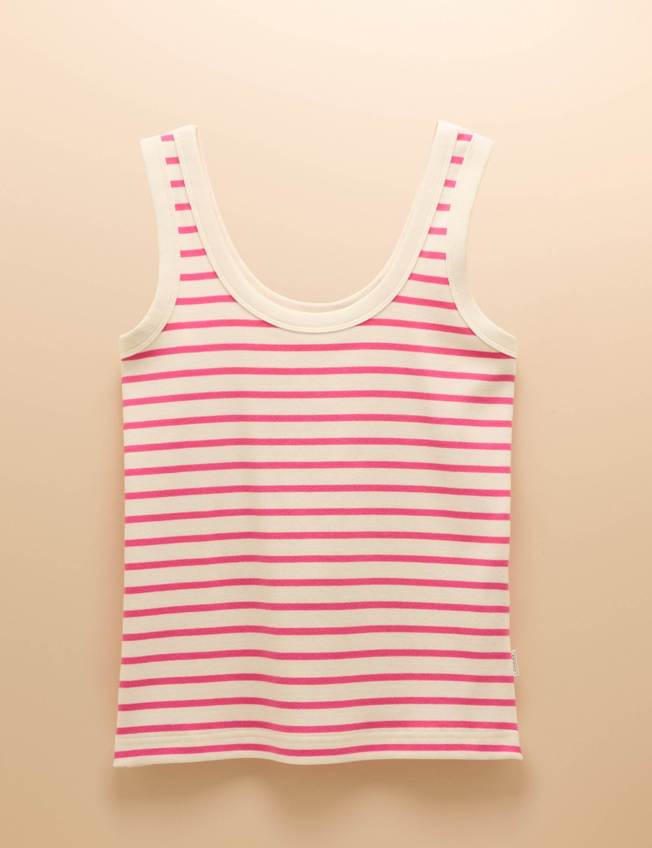 Cotton Rich Striped Scoop Neck Vest Top 2 of 6