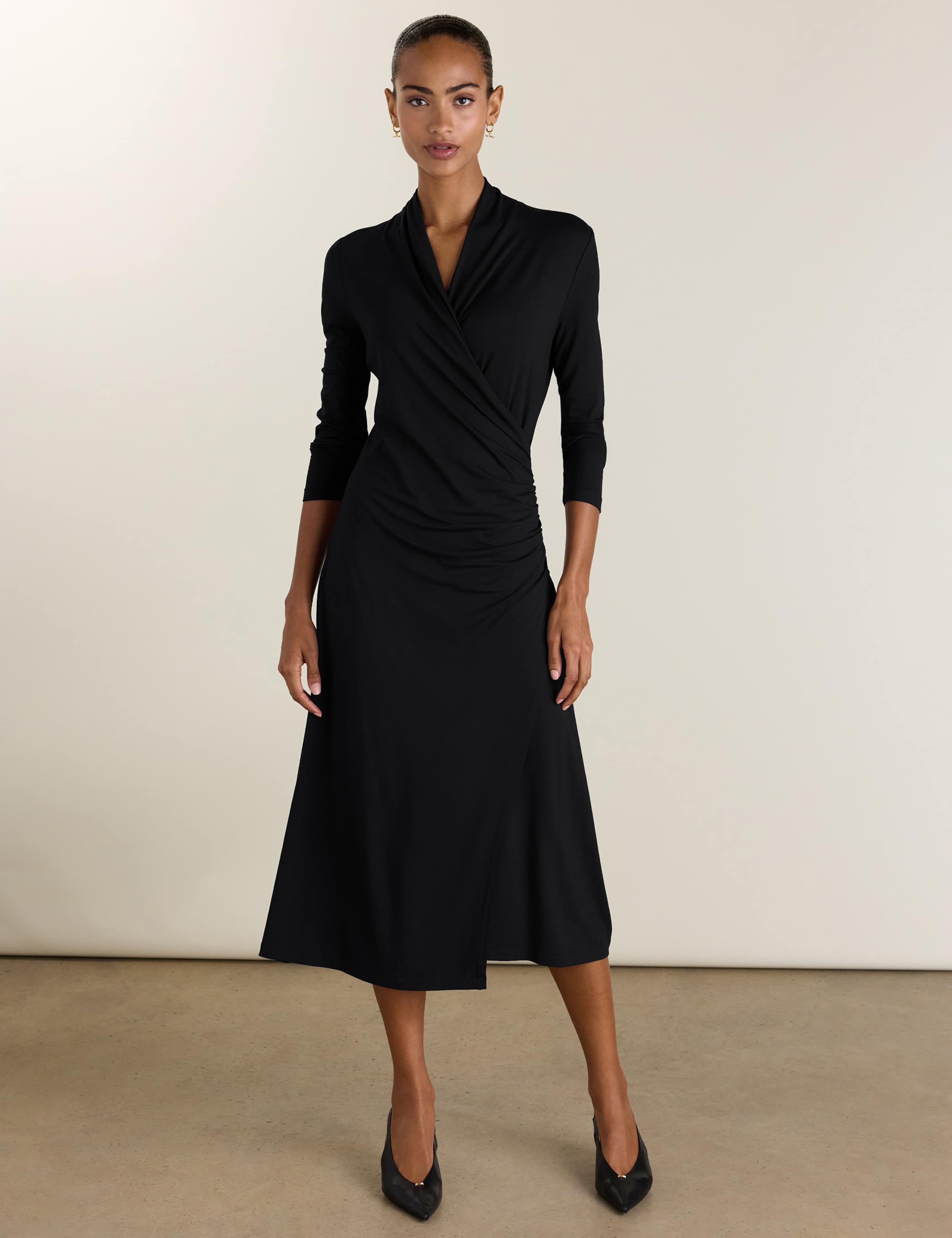 V-Neck Midi Wrap Skater Dress 1 of 5