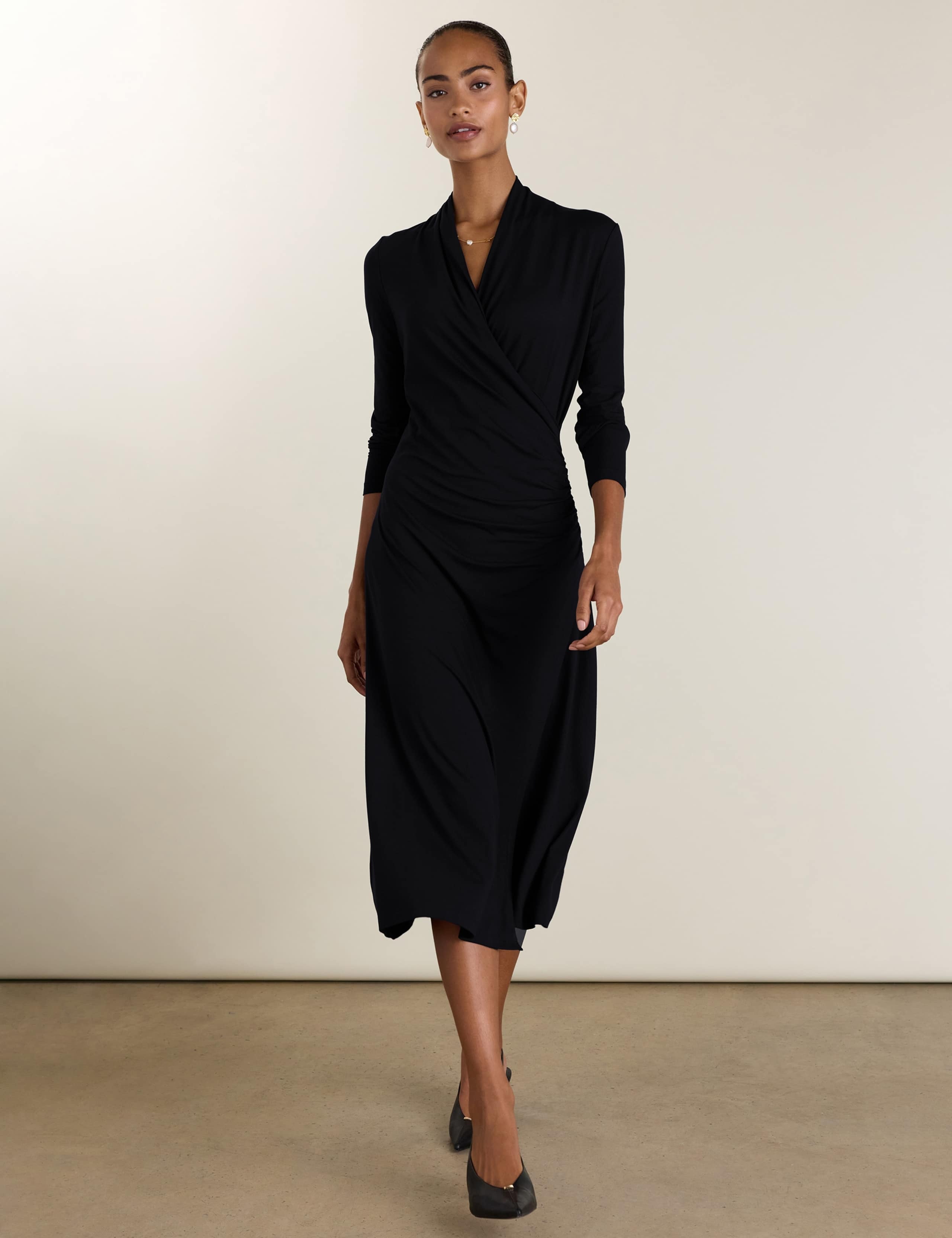 V-Neck Midi Wrap Skater Dress 2 of 5