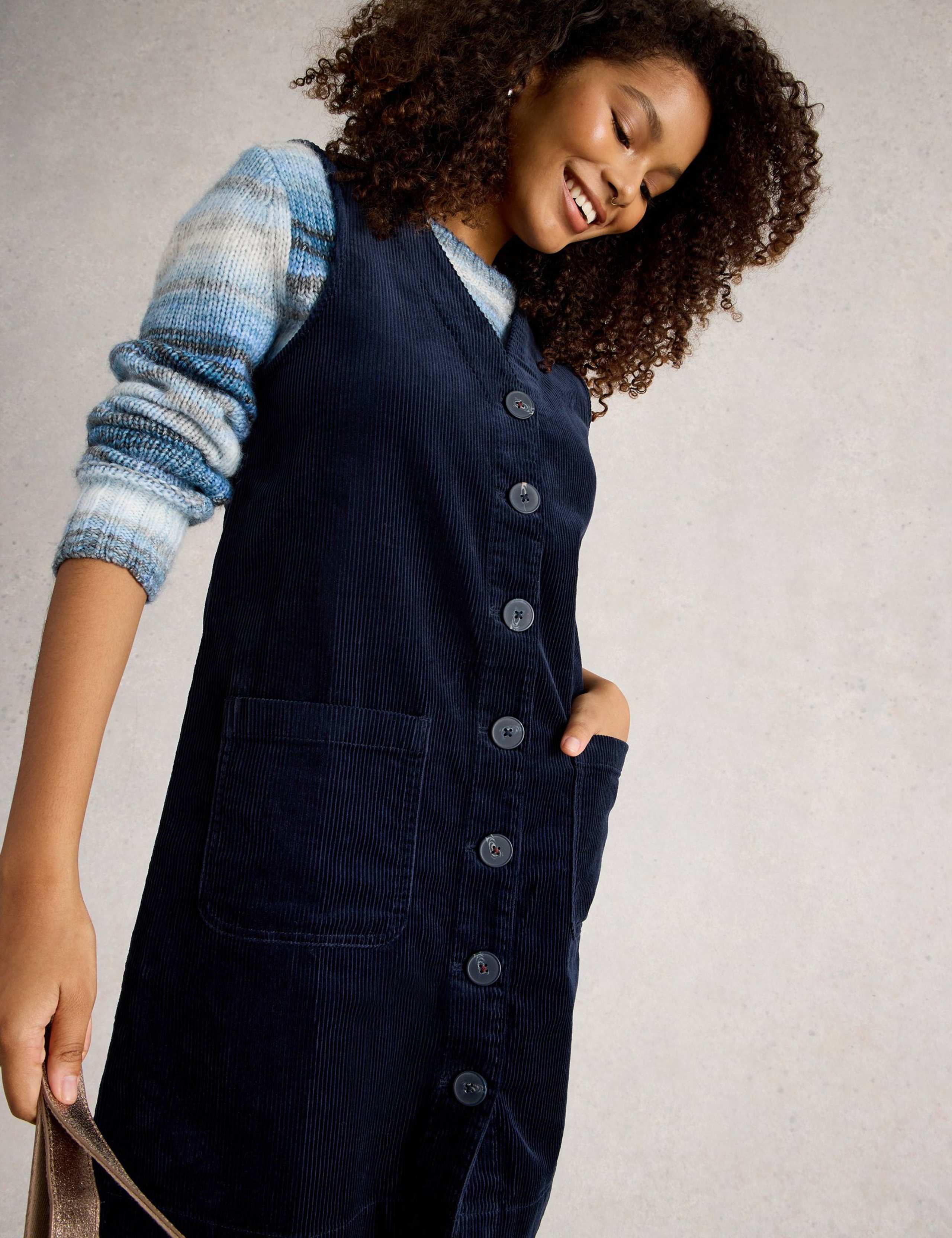 Cord V-Neck Relaxed Shift Dress 3 of 6