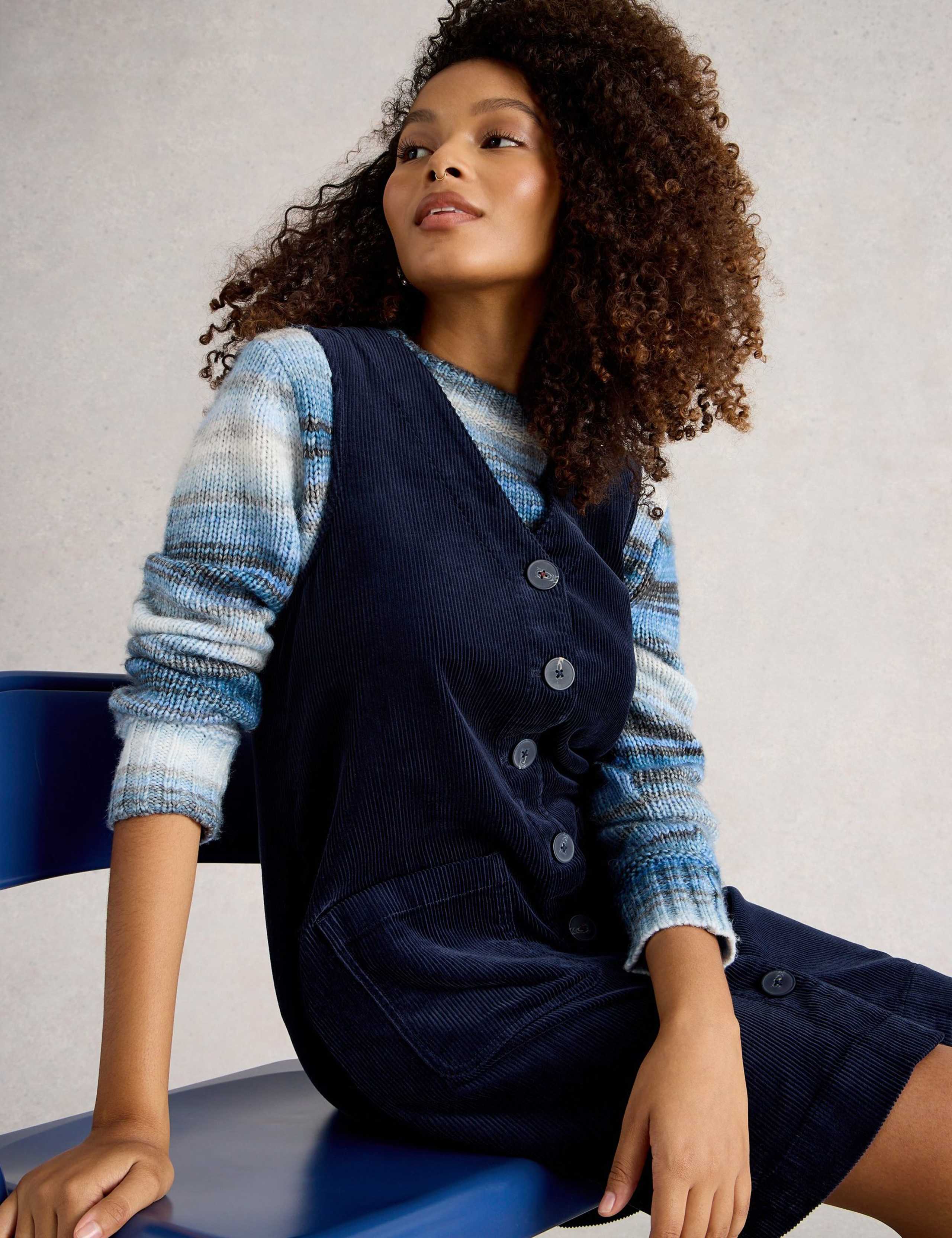 Cord V-Neck Relaxed Shift Dress 6 of 6