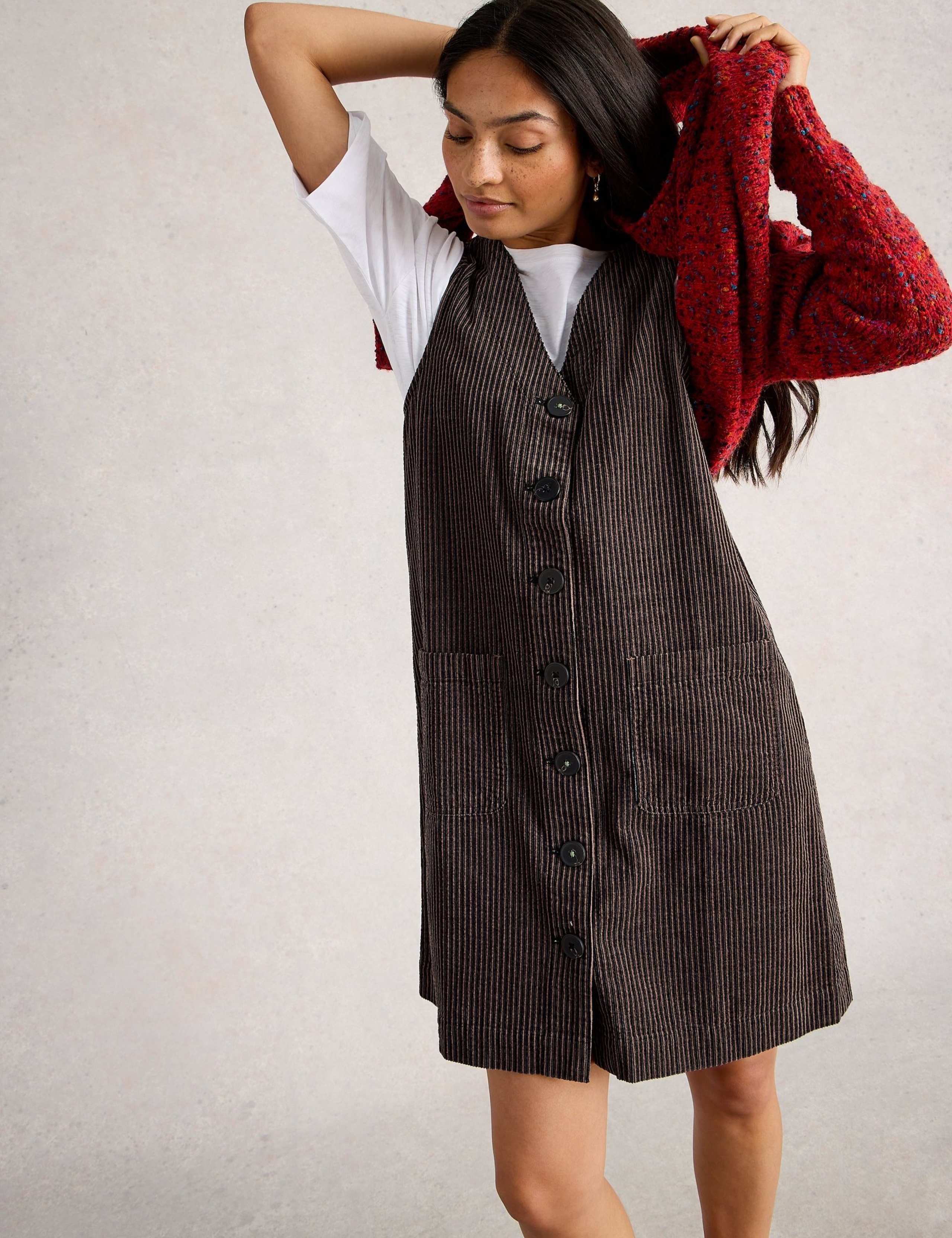 Cord V-Neck Relaxed Shift Dress 6 of 6