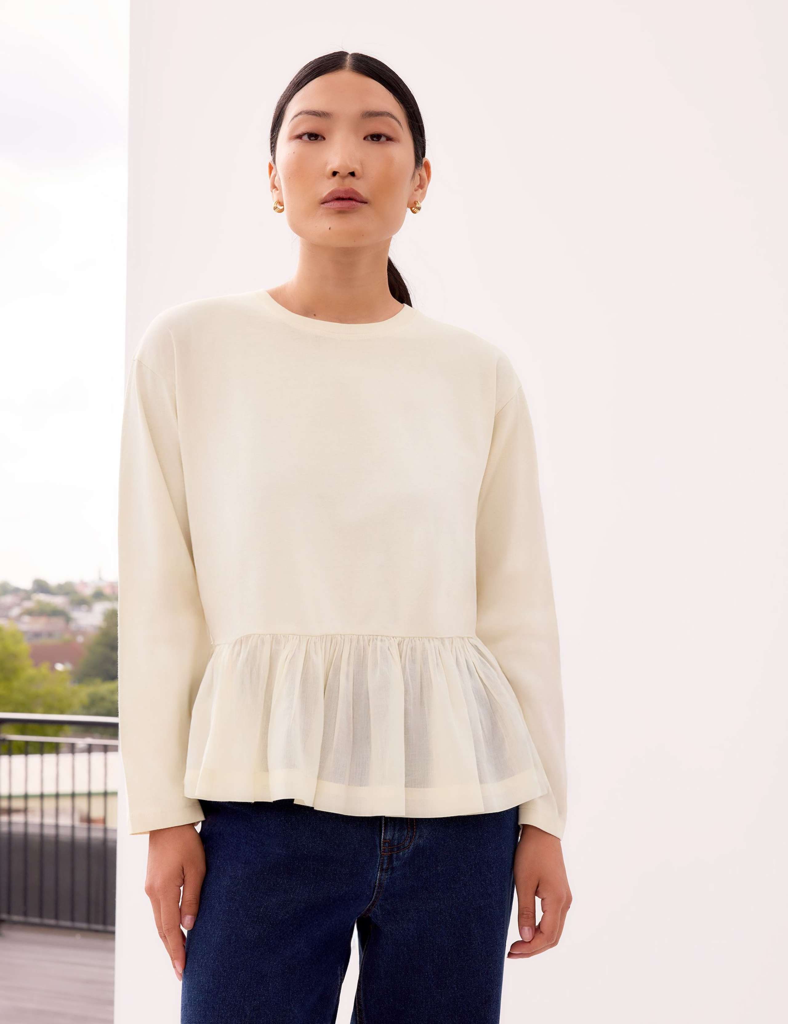 Pure Cotton Relaxed Peplum Top 2 of 5