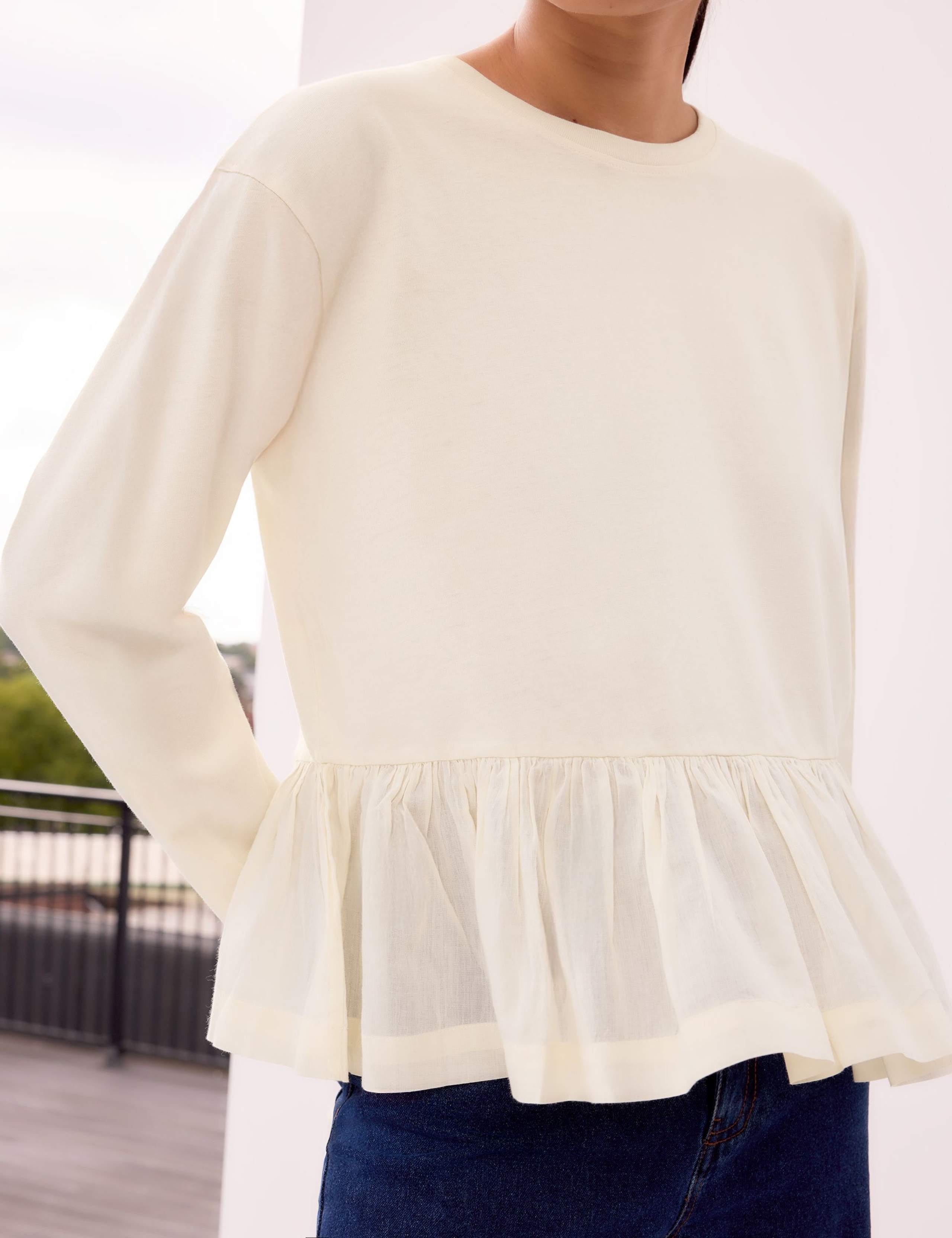 Pure Cotton Relaxed Peplum Top 4 of 5