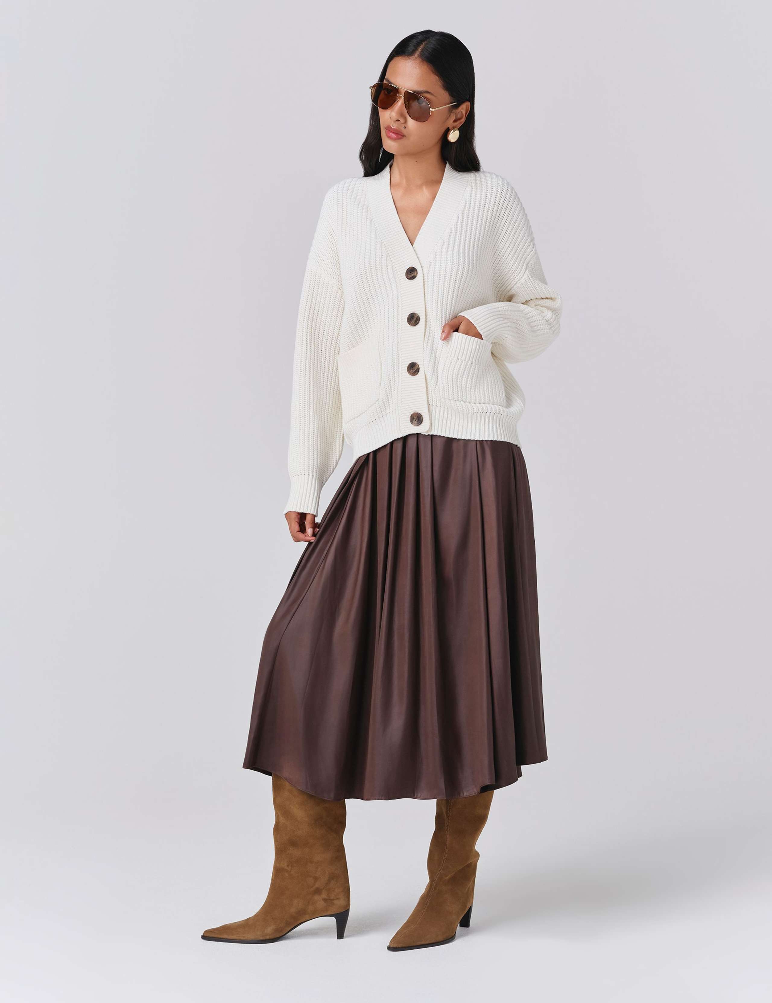 Pure Cotton Ribbed V-Neck Cardigan 3 of 5