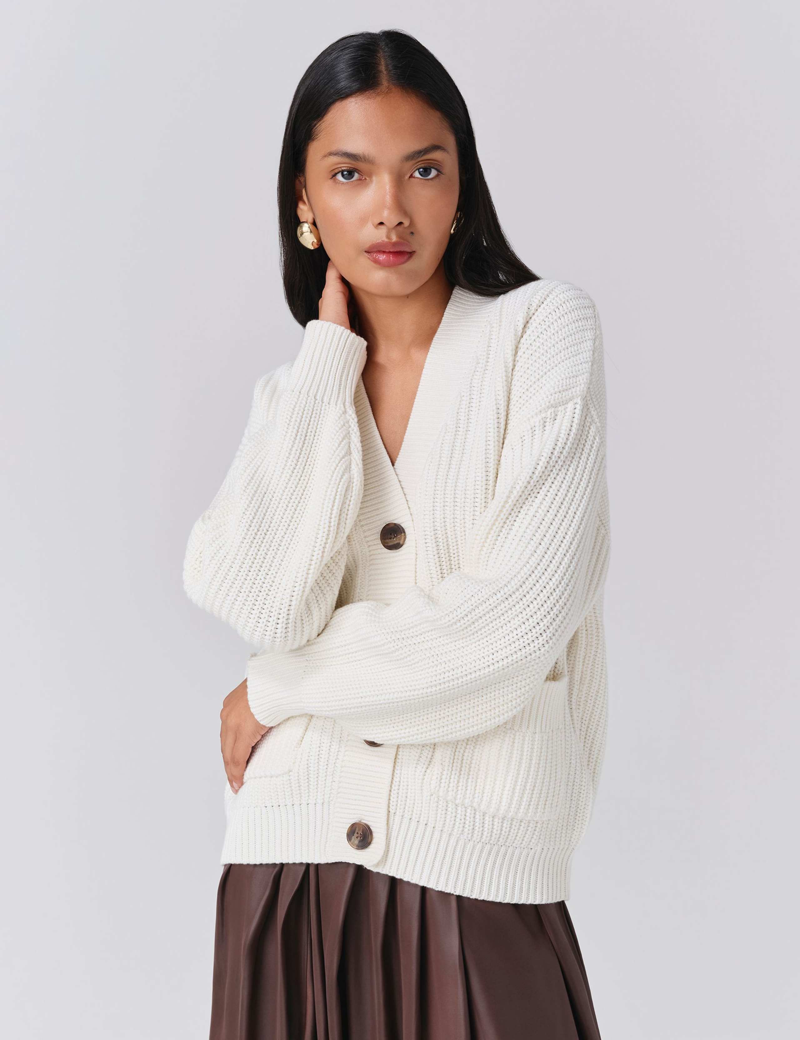Pure Cotton Ribbed V-Neck Cardigan 5 of 5