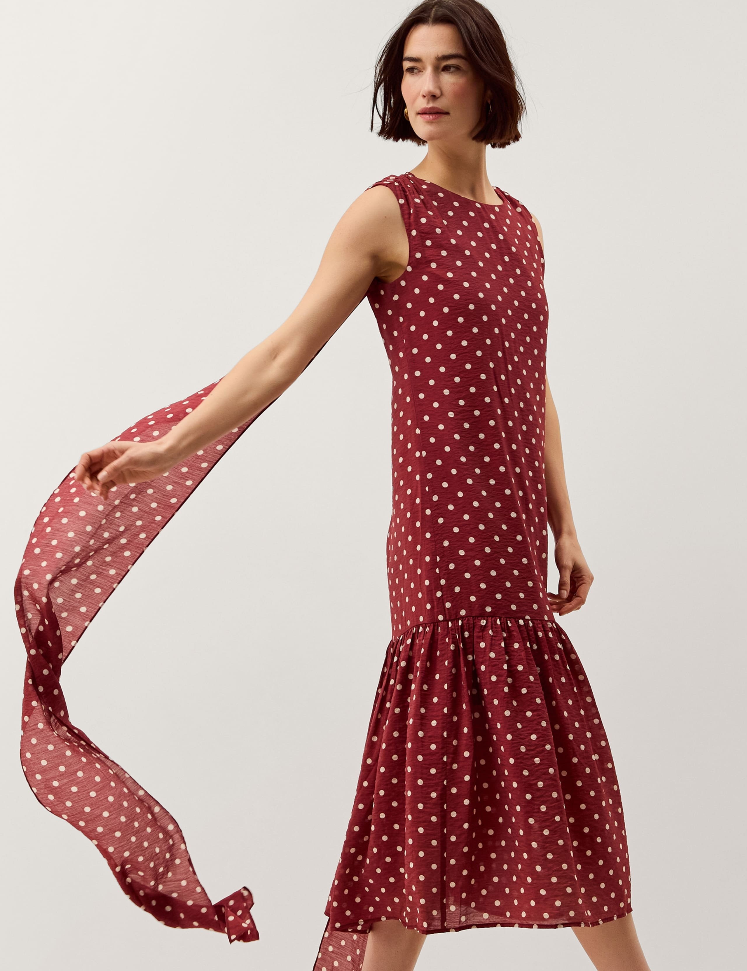 Polka Dot Midi Skater Dress 3 of 5
