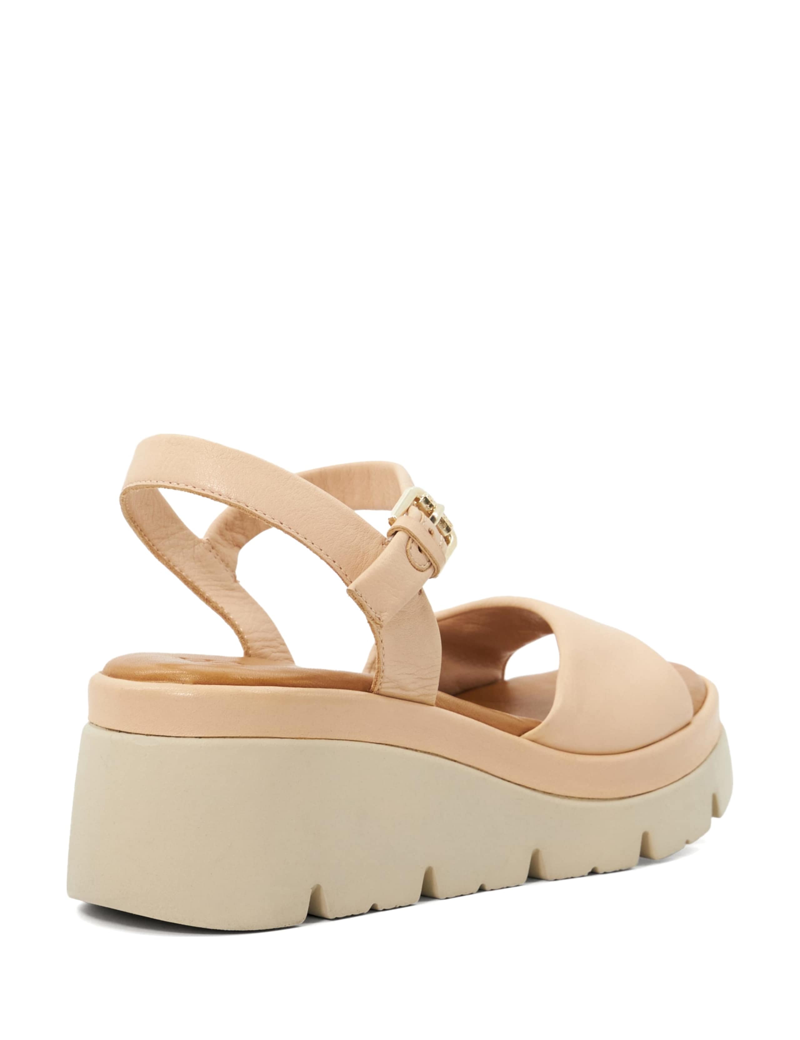 Leather Metallic Wedge Sandals 3 of 5