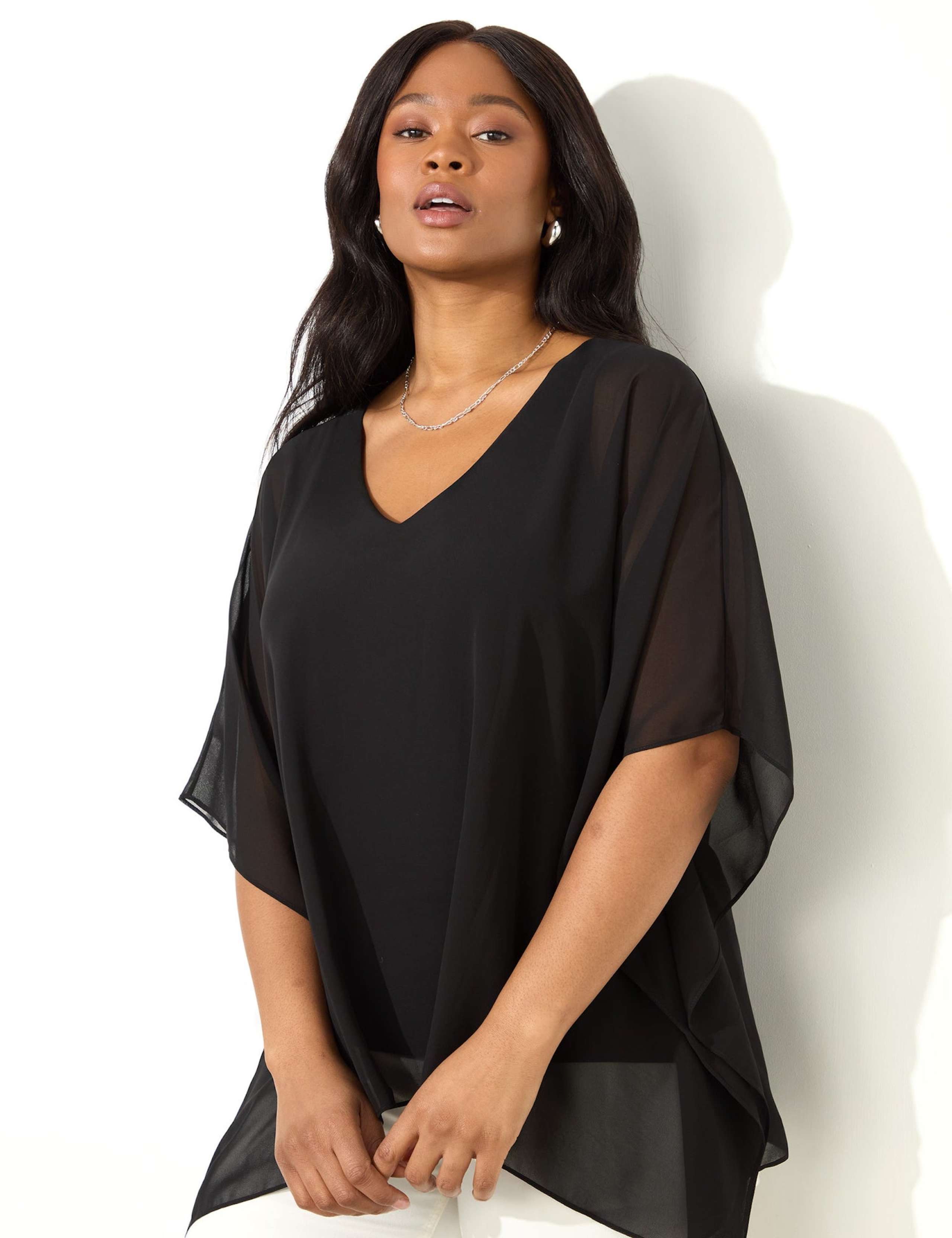Hanky Hem Chiffon Overlay Top 3 of 4