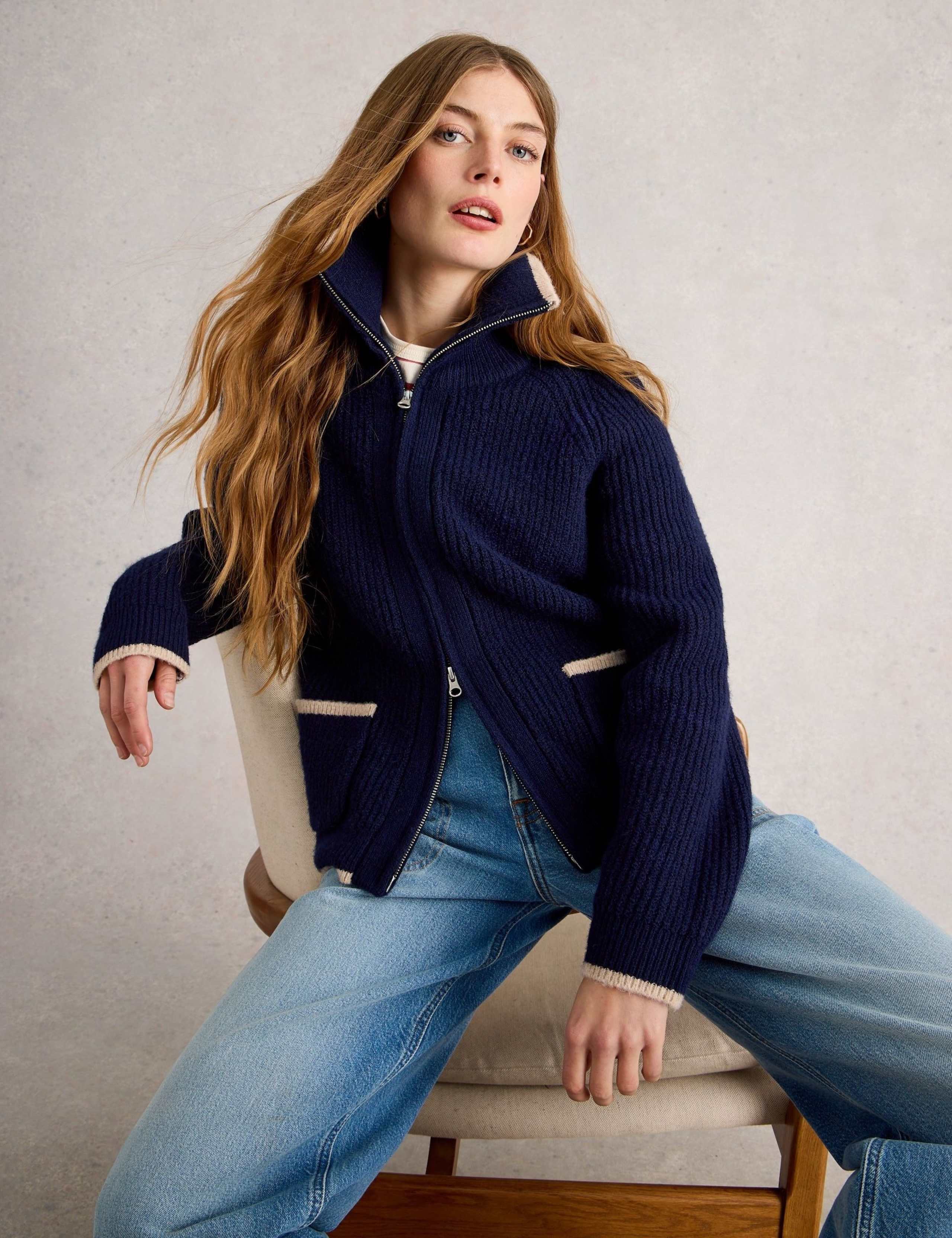 Funnel Neck Zip Up Cardigan with Wool 5 of 6