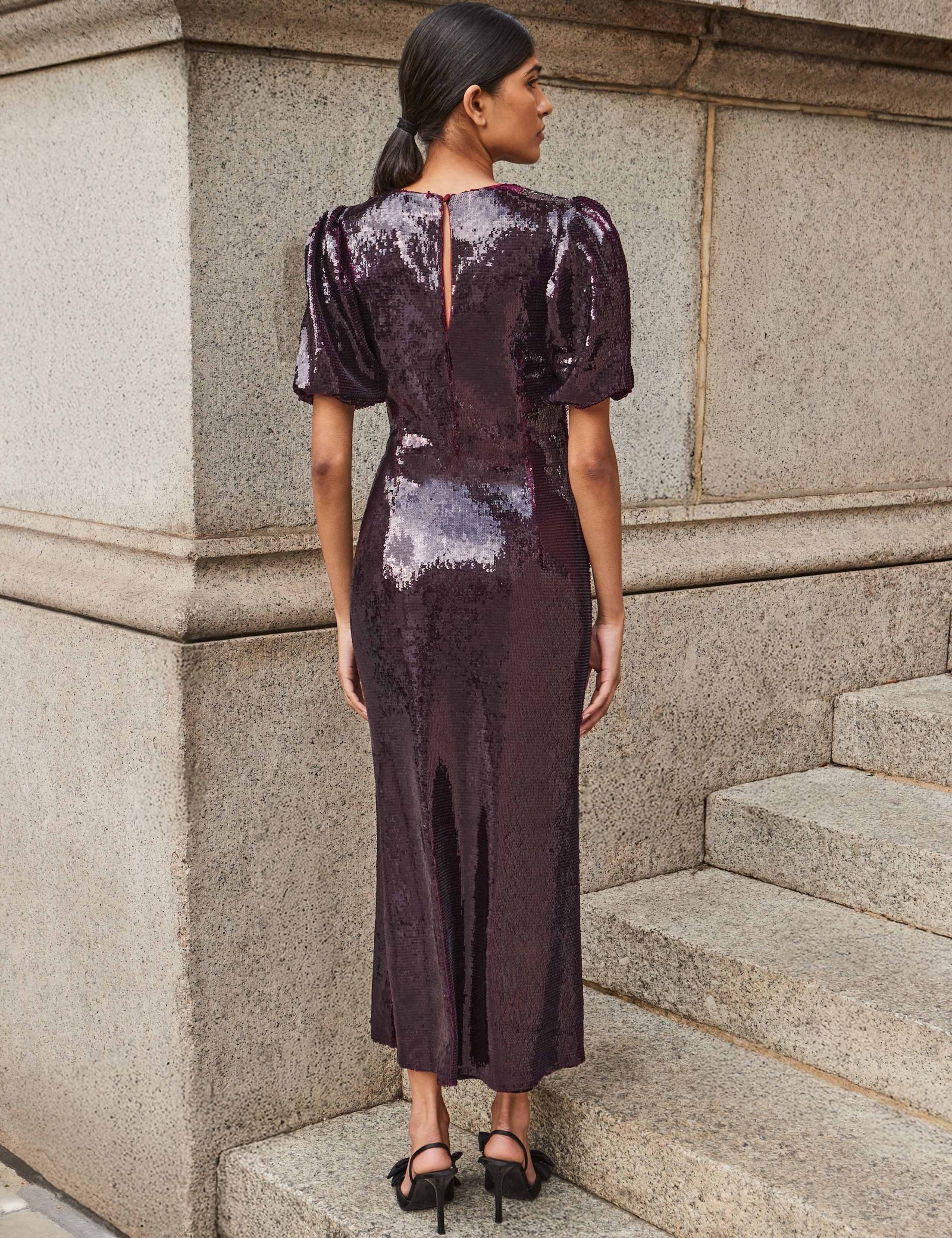 Sequin Crew Neck Maxi Column Dress 2 of 4