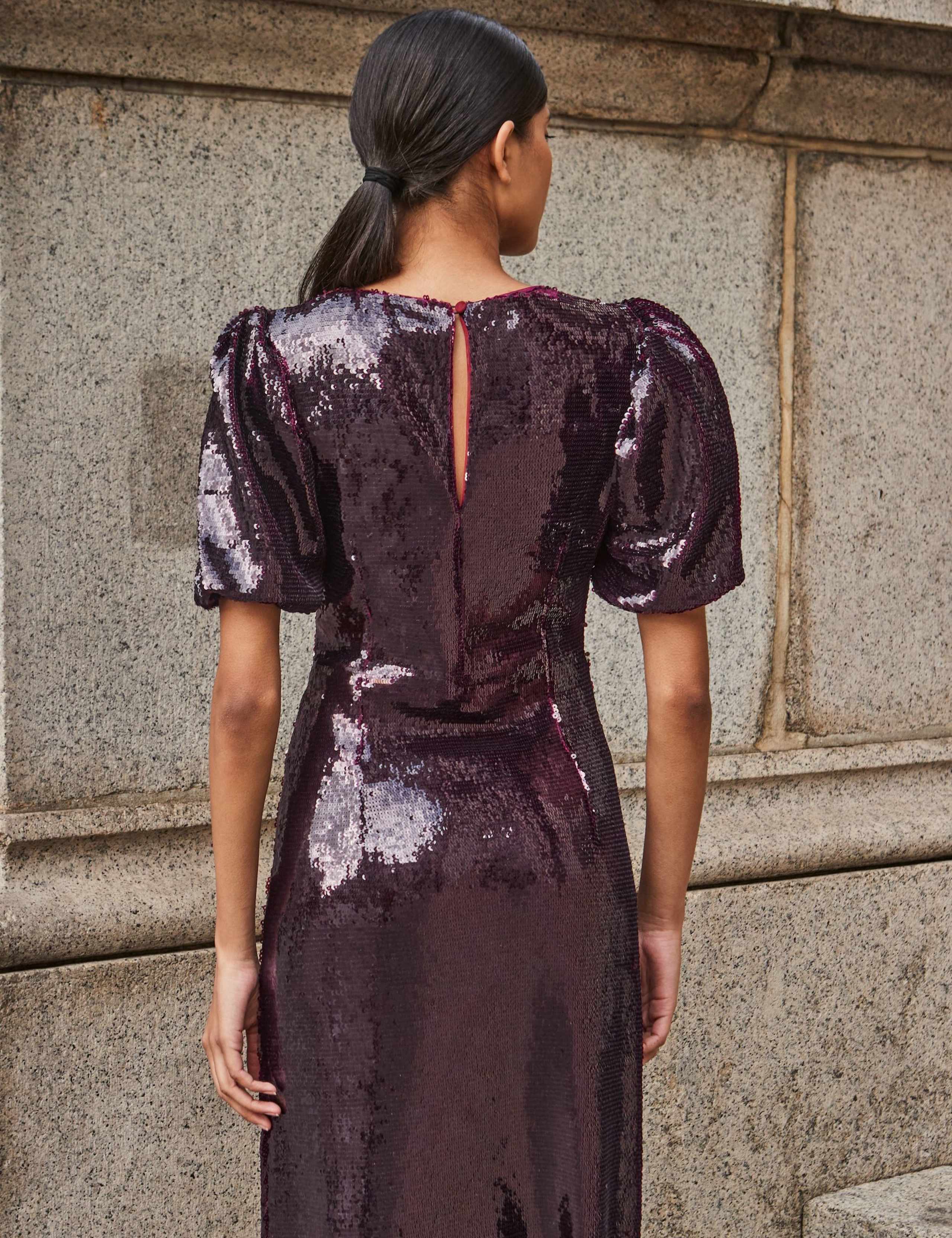 Sequin Crew Neck Maxi Column Dress 4 of 4