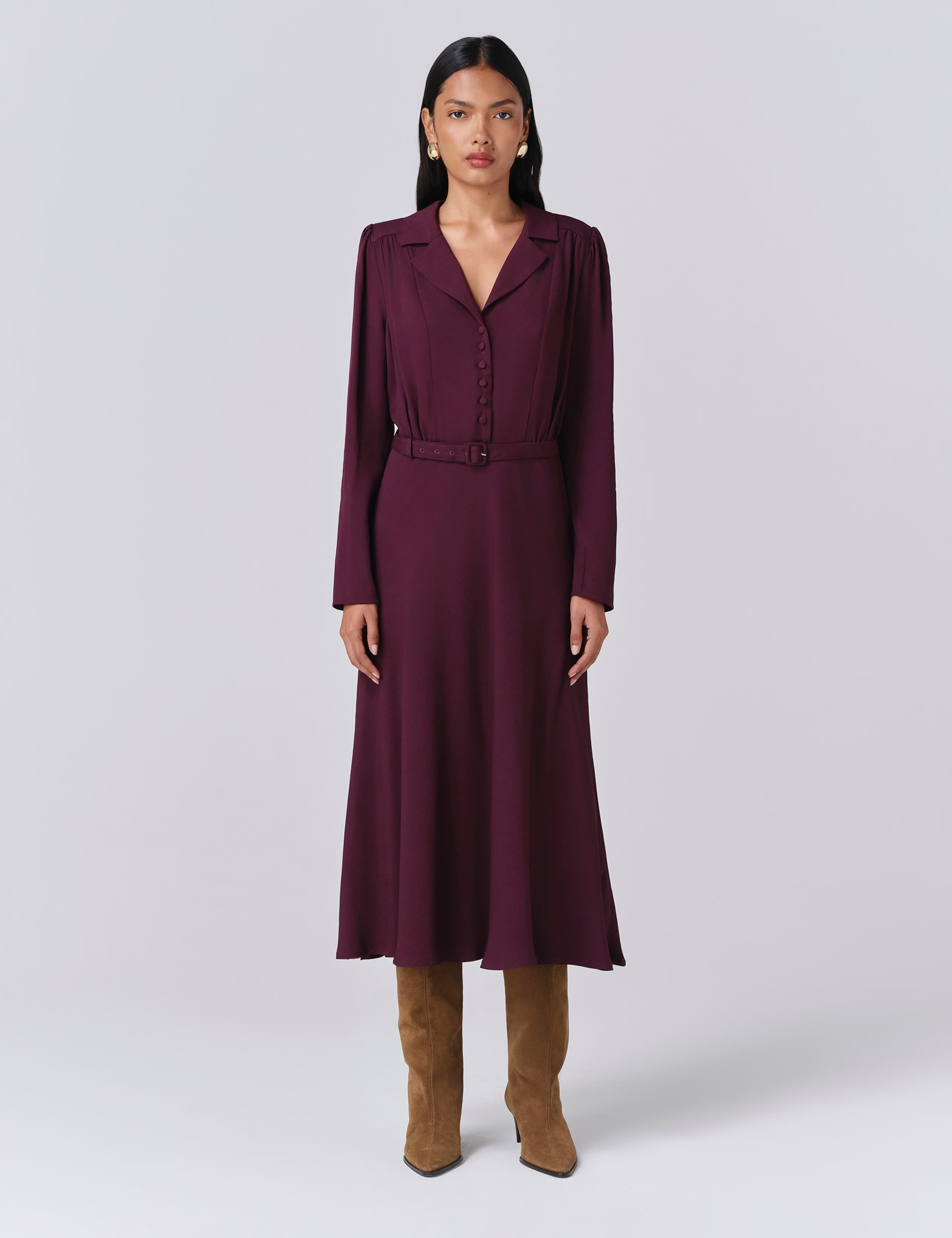 Belted Midi Waisted Dress 1 of 5