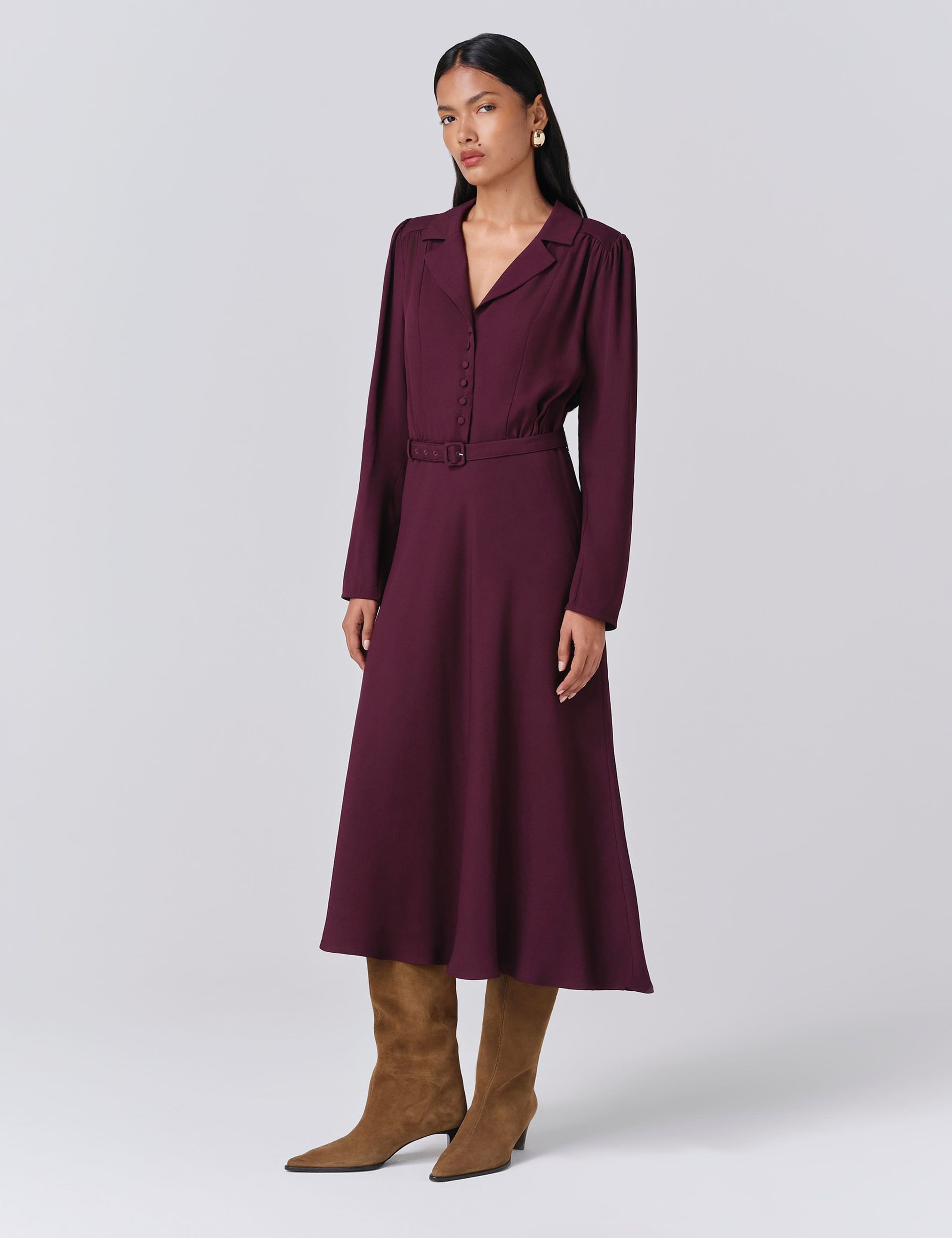 Belted Midi Waisted Dress 2 of 5