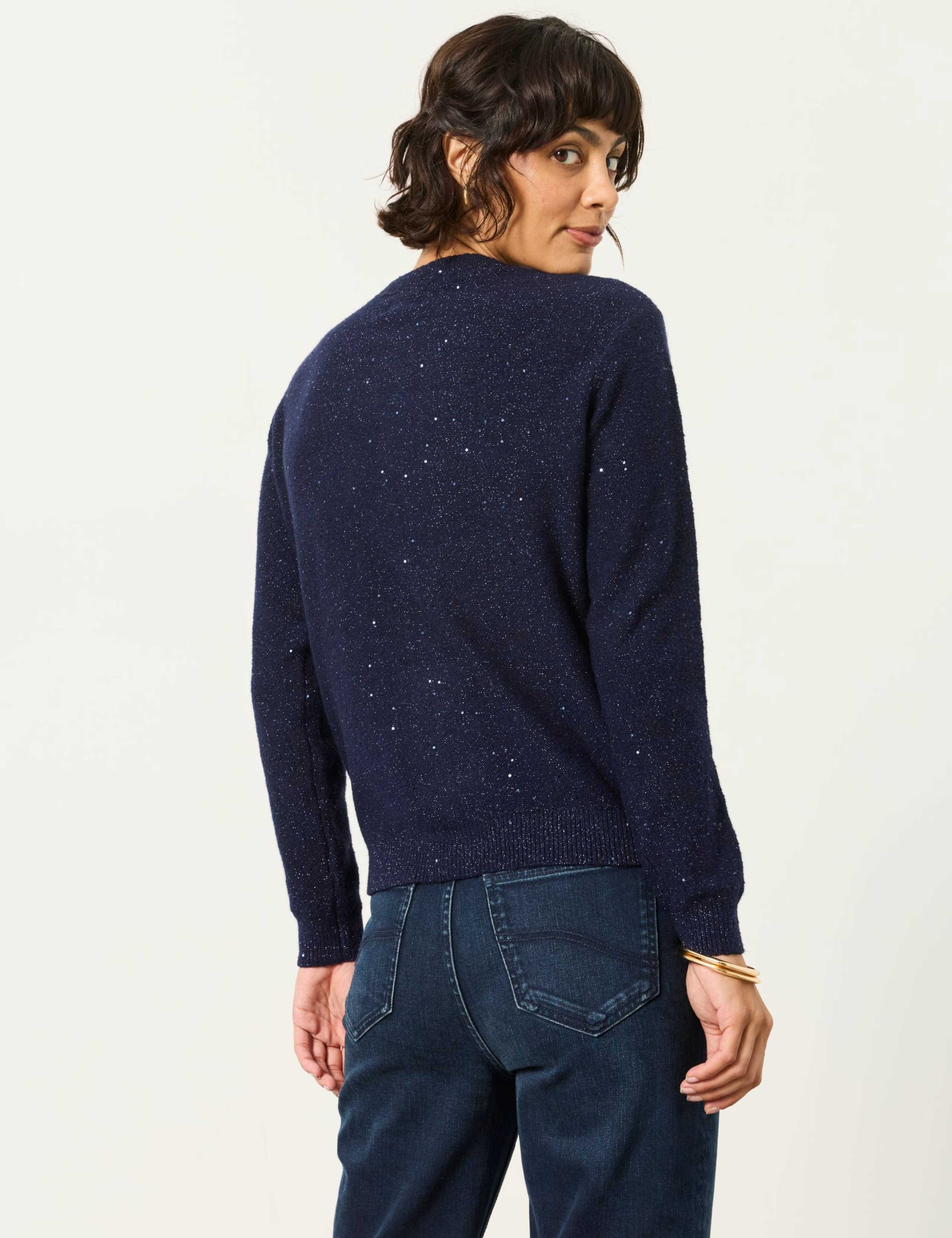Cotton Rich Sequin Button Front Cardigan 6 of 6
