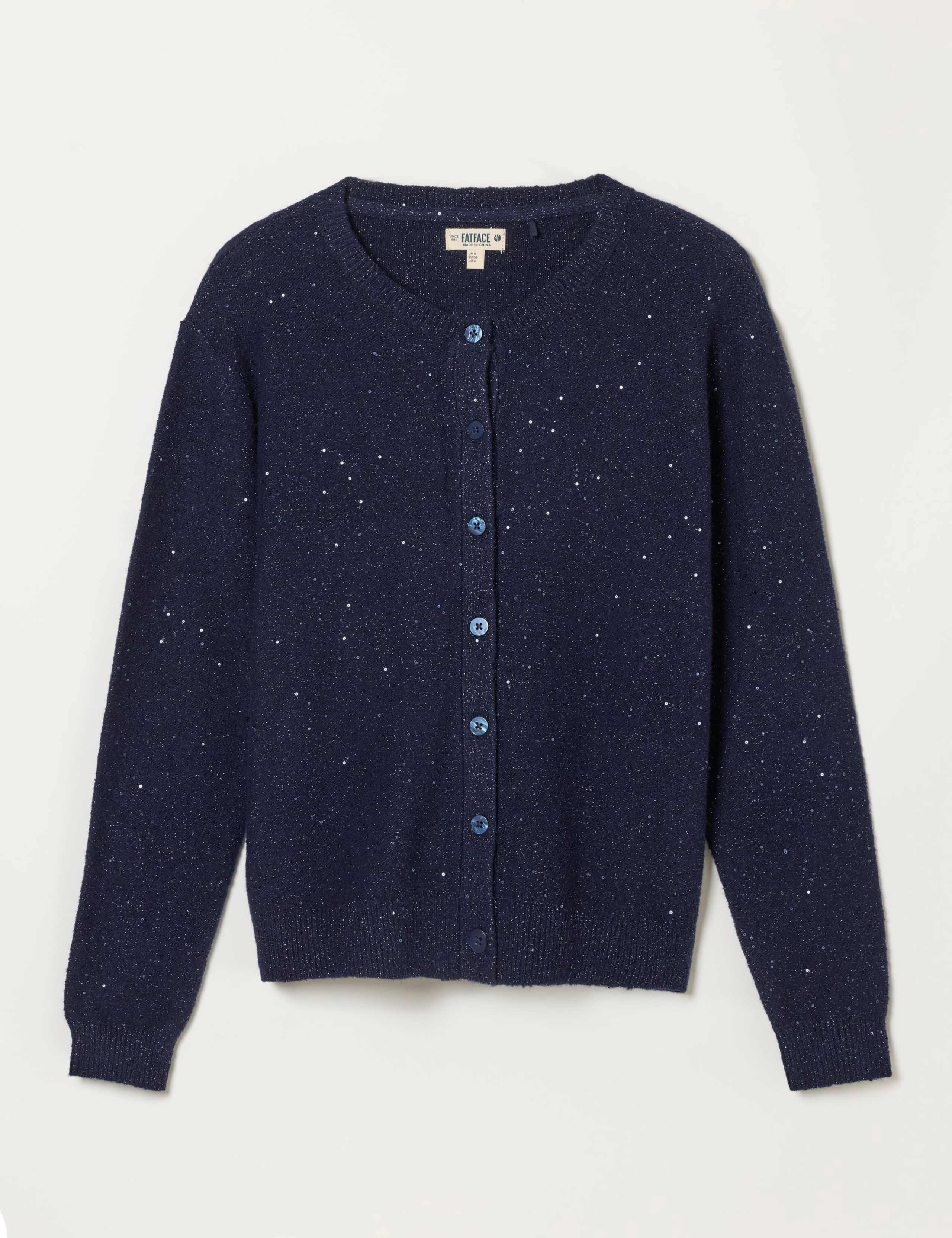 Cotton Rich Sequin Button Front Cardigan 2 of 6