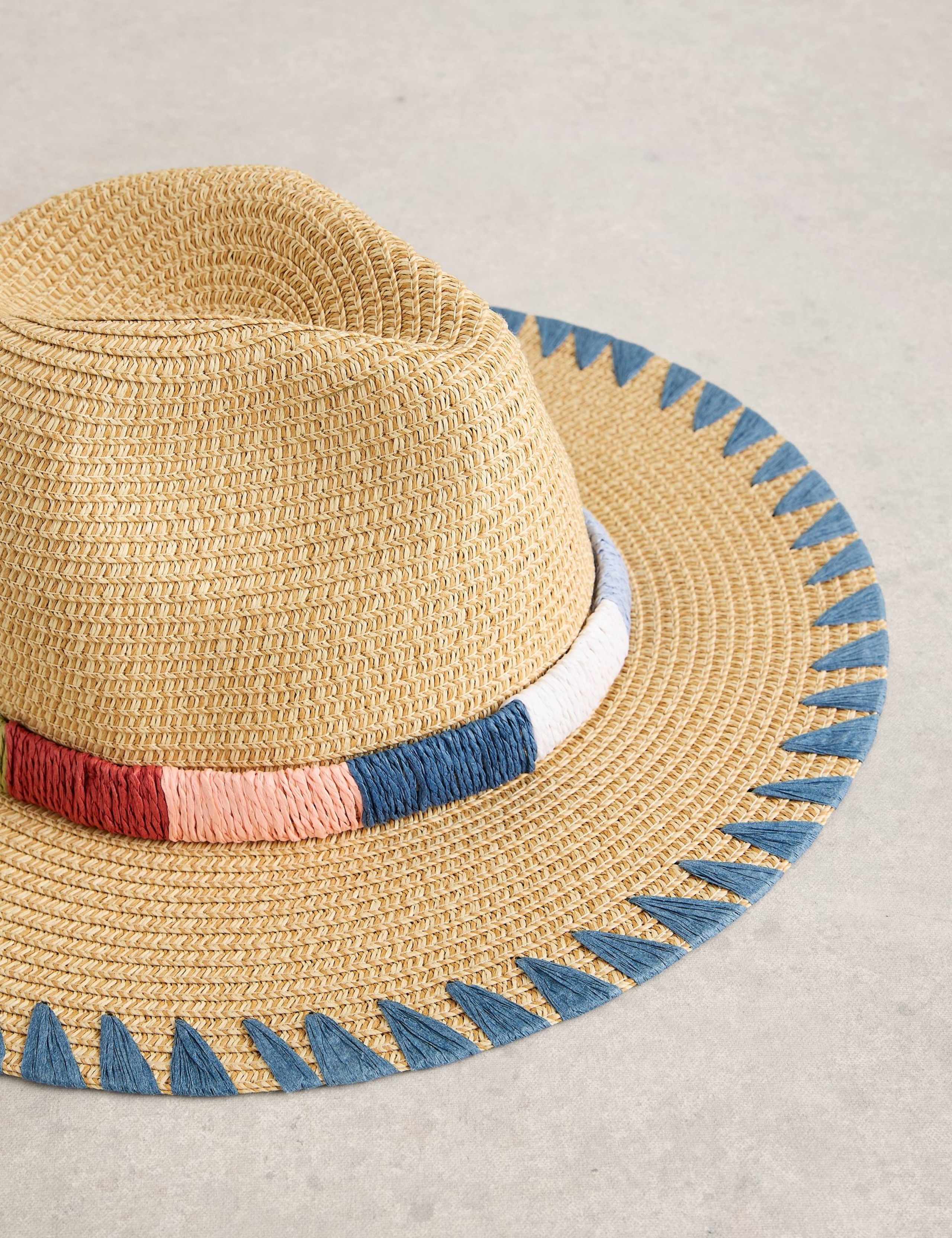 Straw Embroidered Fedora Hat 2 of 2
