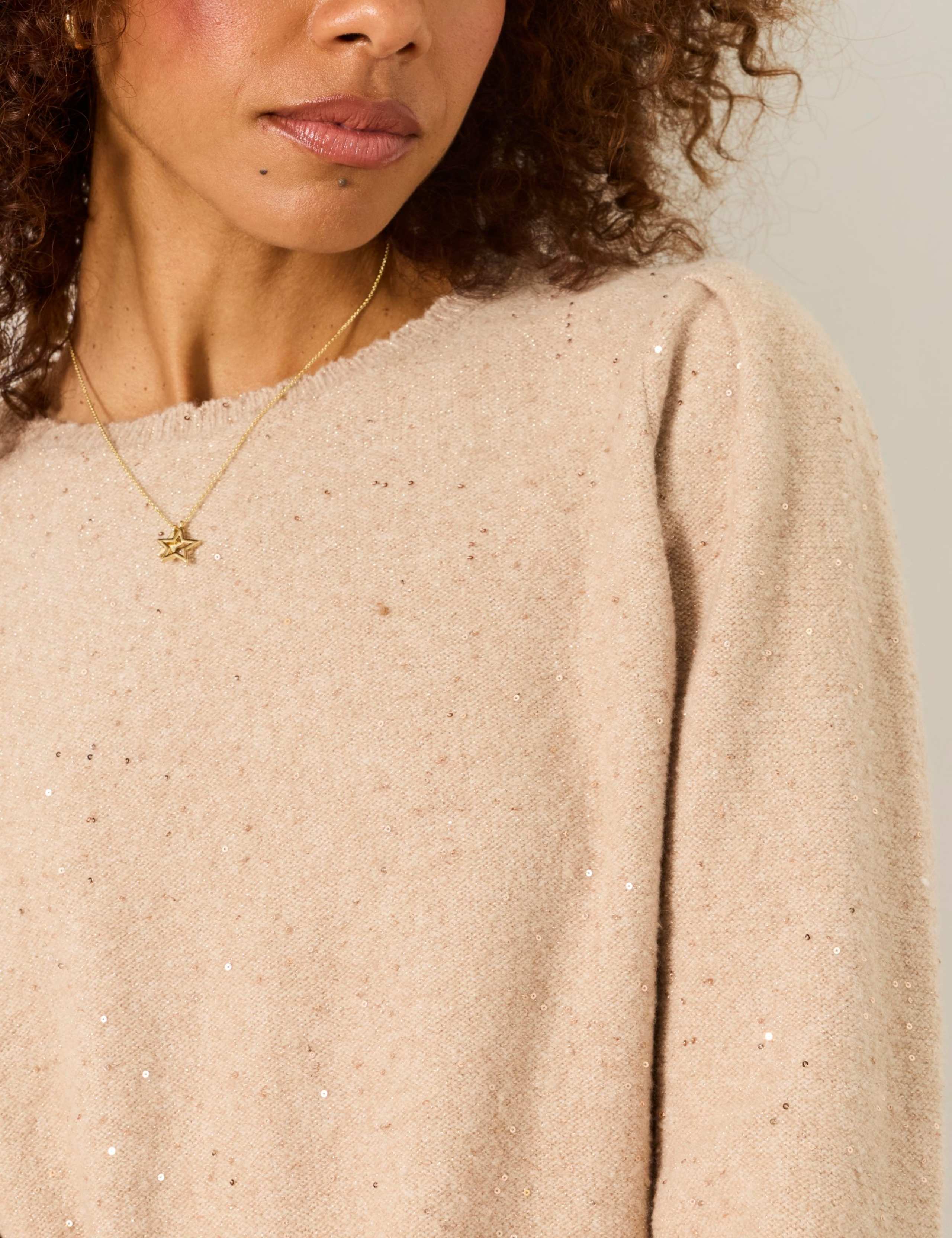 Cotton Blend Sparkly Crew Neck Jumper 5 of 6