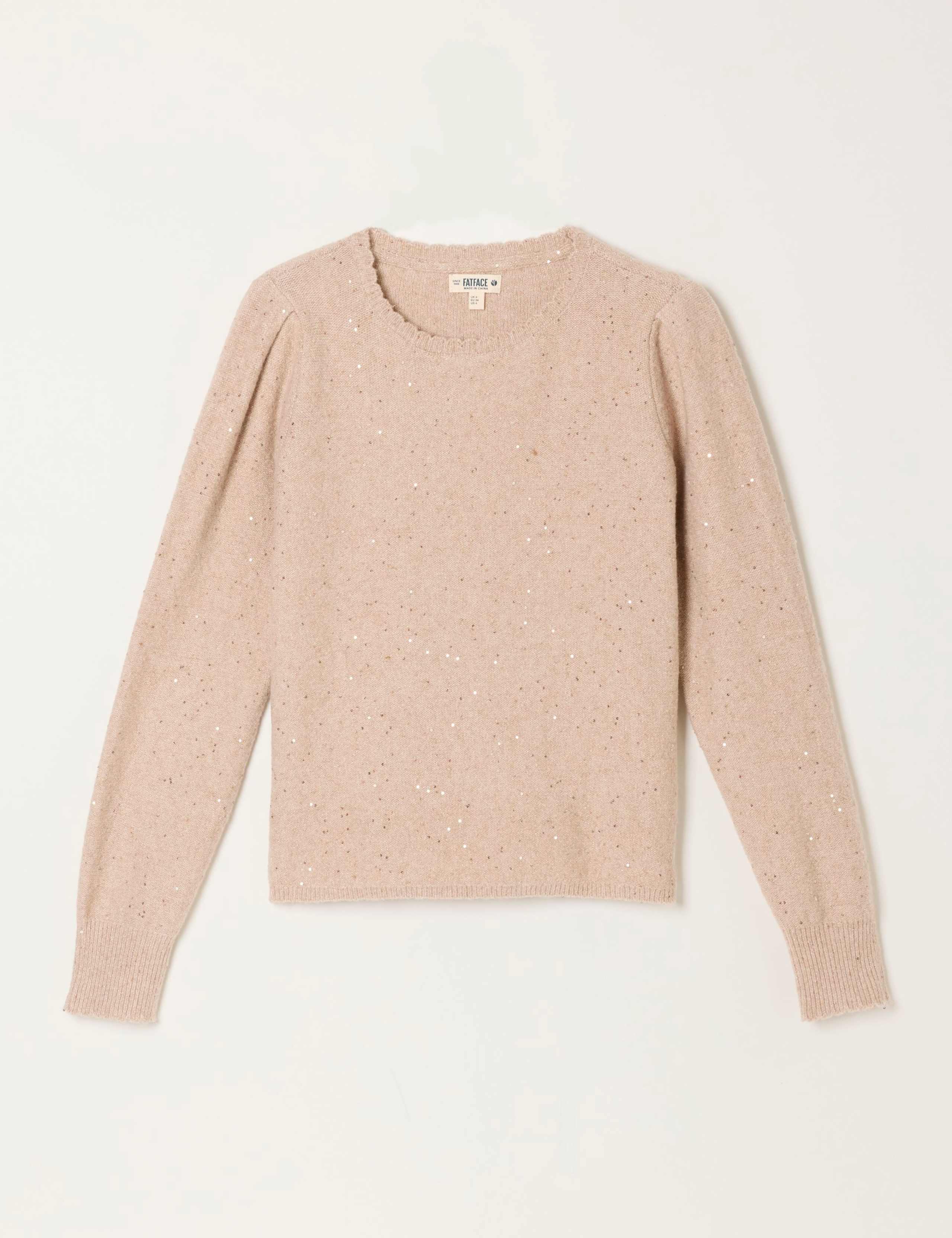 Cotton Blend Sparkly Crew Neck Jumper 2 of 6