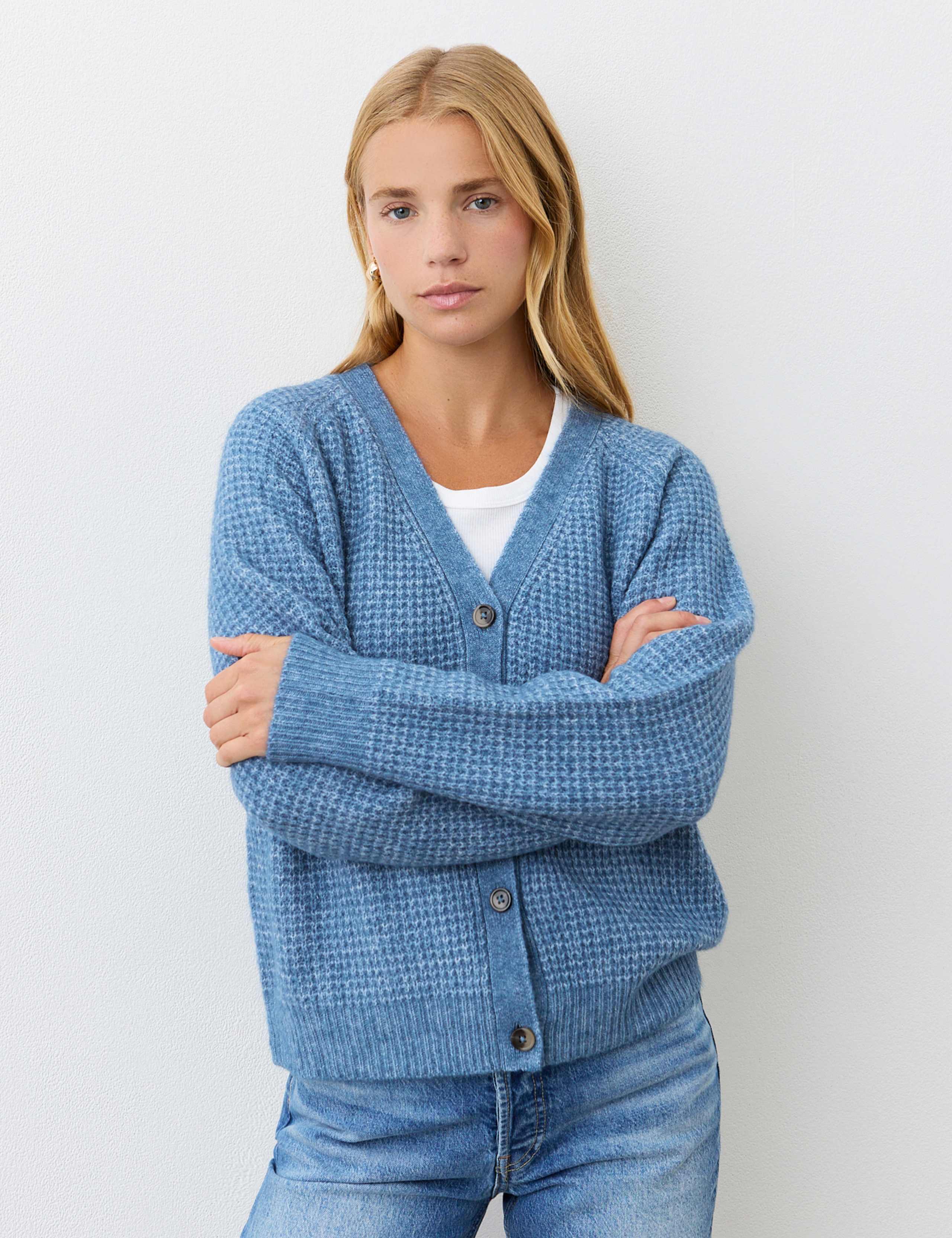 Wool Blend Textured Cardigan 1 of 5