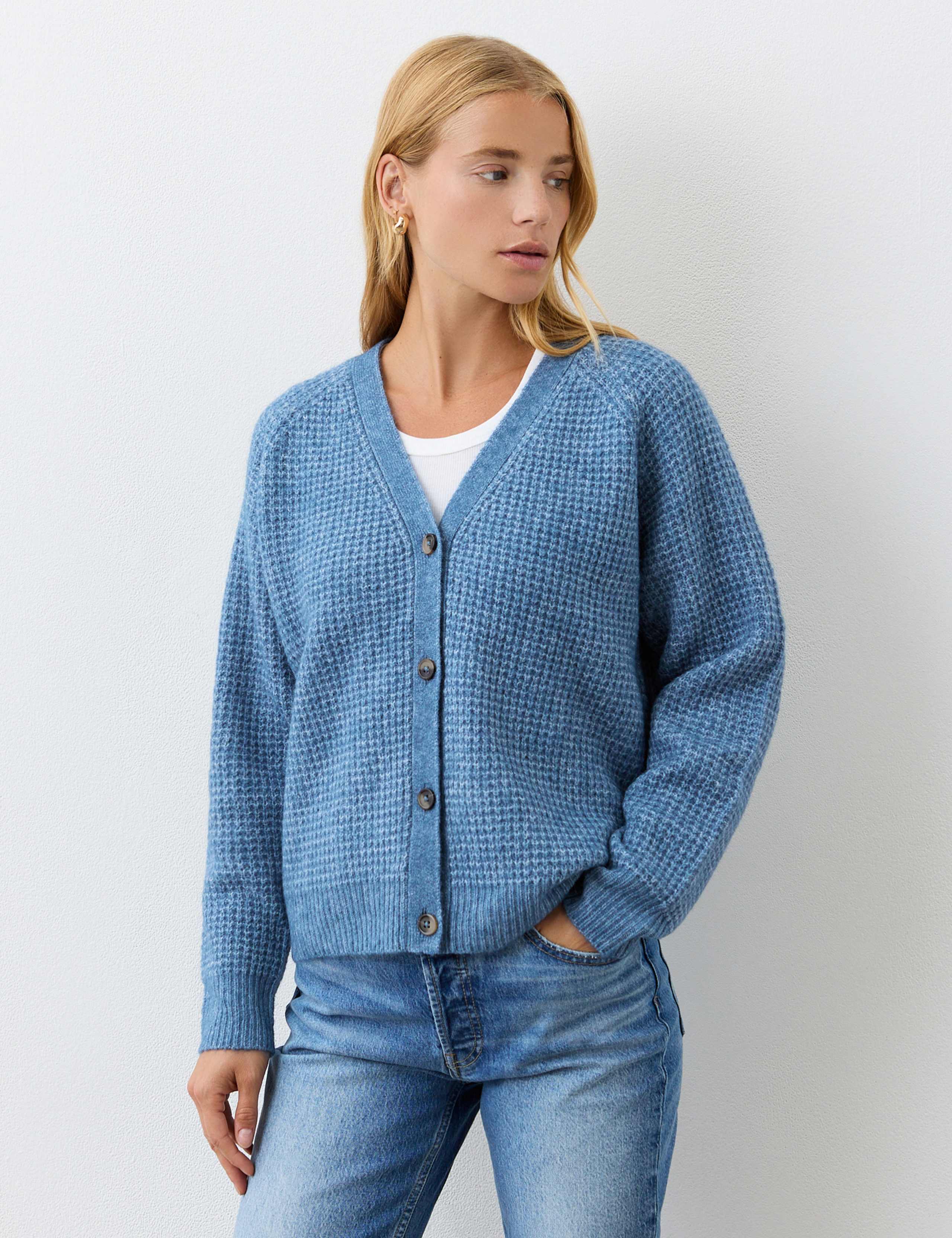 Wool Blend Textured Cardigan 2 of 5
