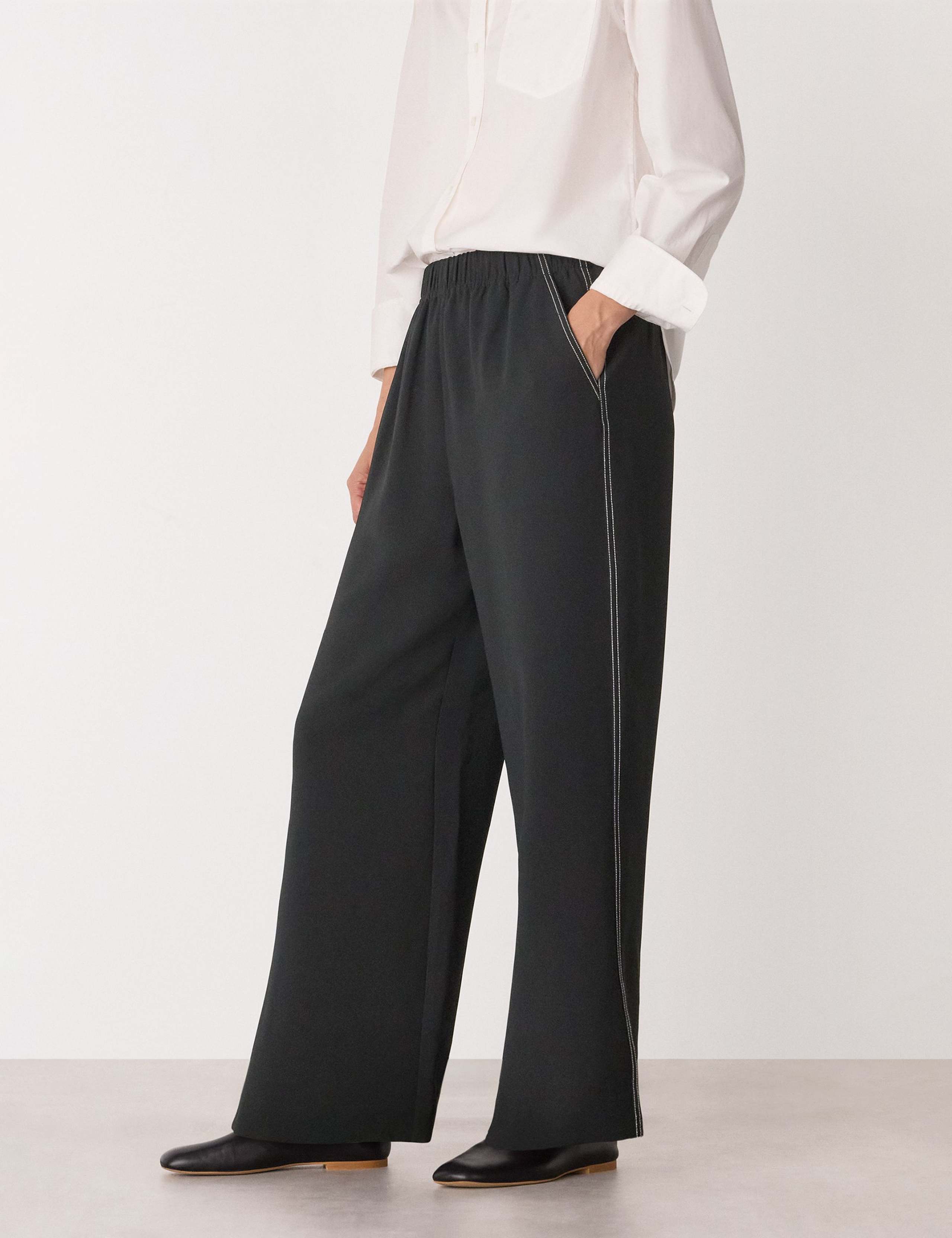 Crepe Stitch Detail Wide Leg Trousers 1 of 3