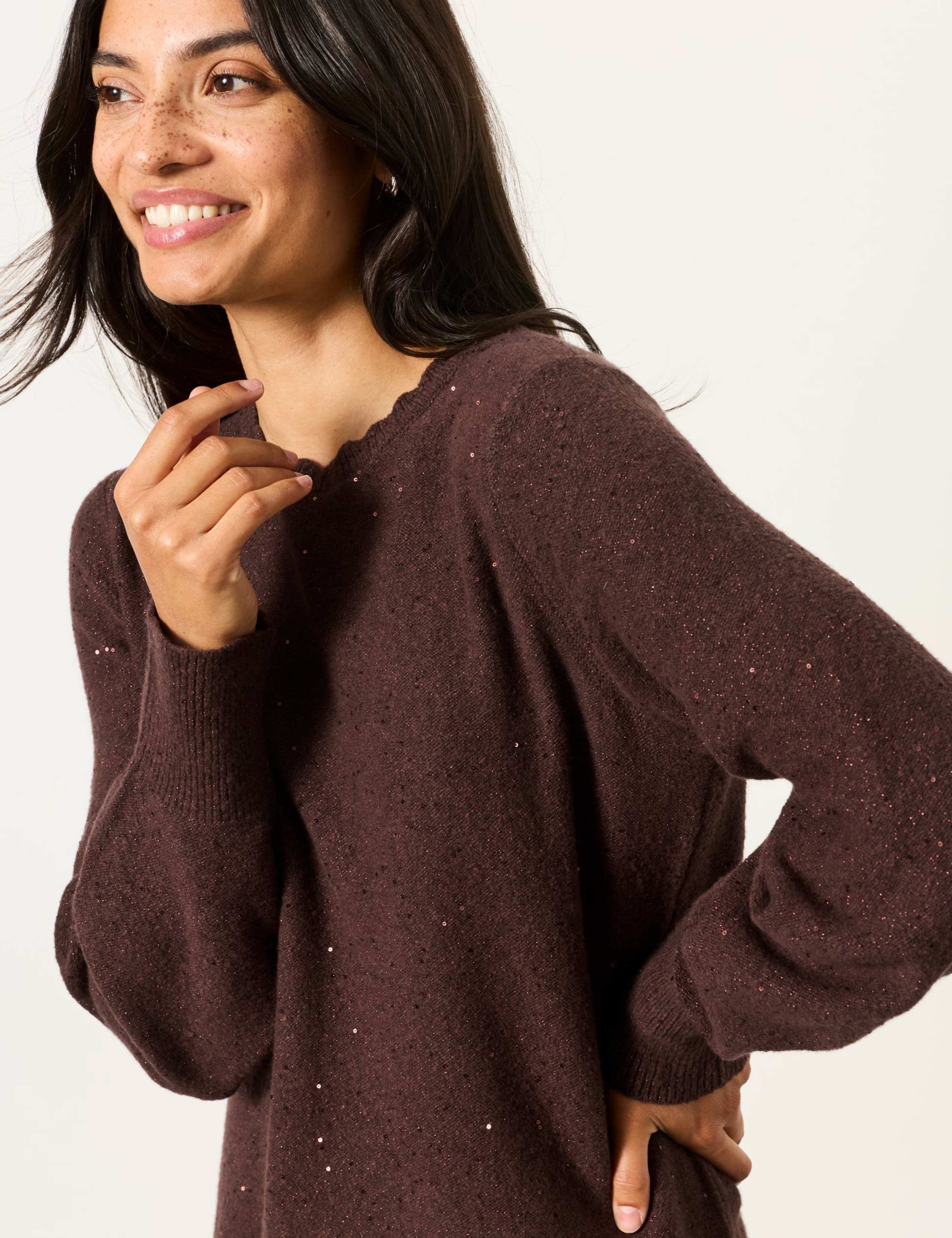 Cotton Blend Metallic Knitted Jumper Dress 4 of 5