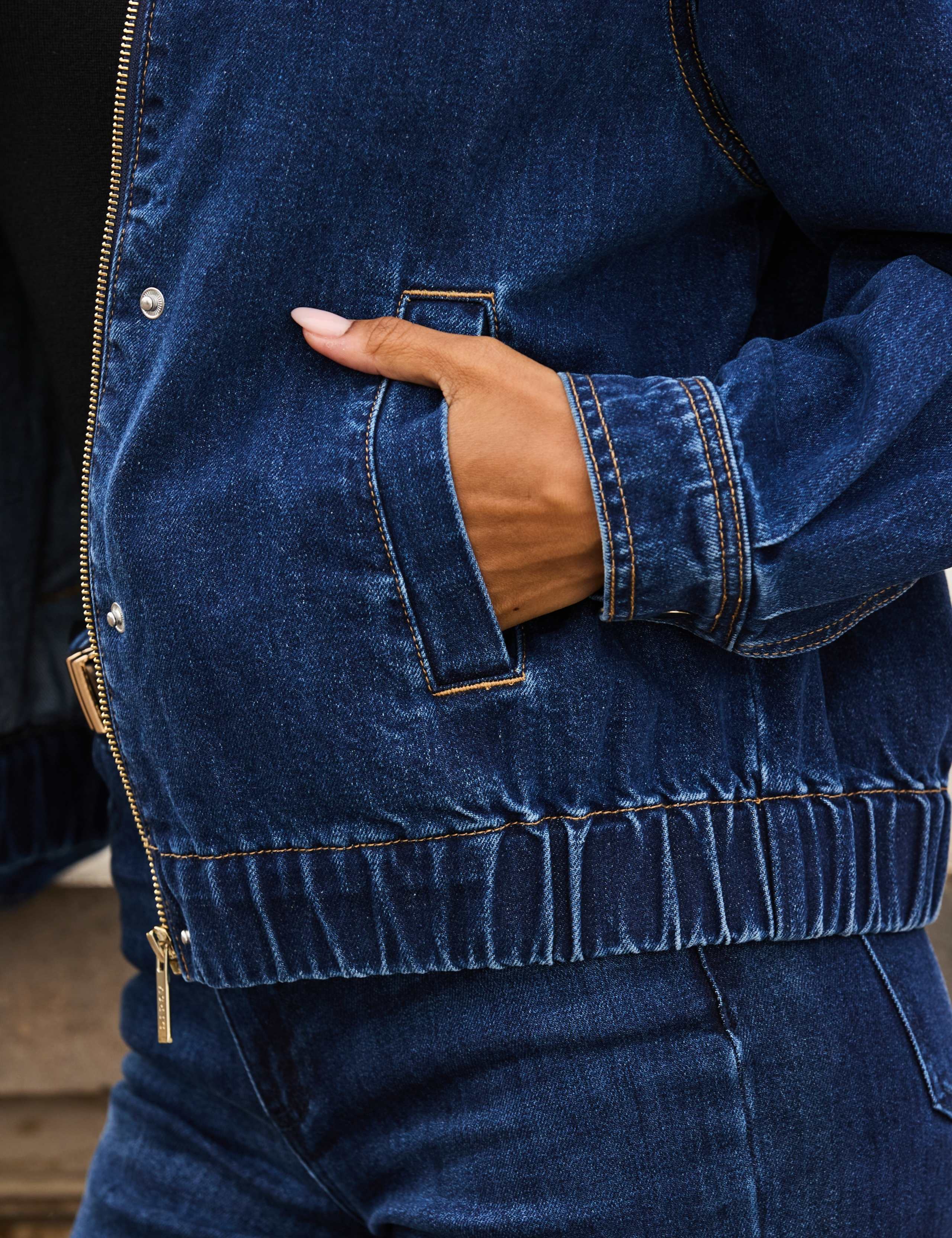 Denim Funnel Neck Jacket 2 of 8