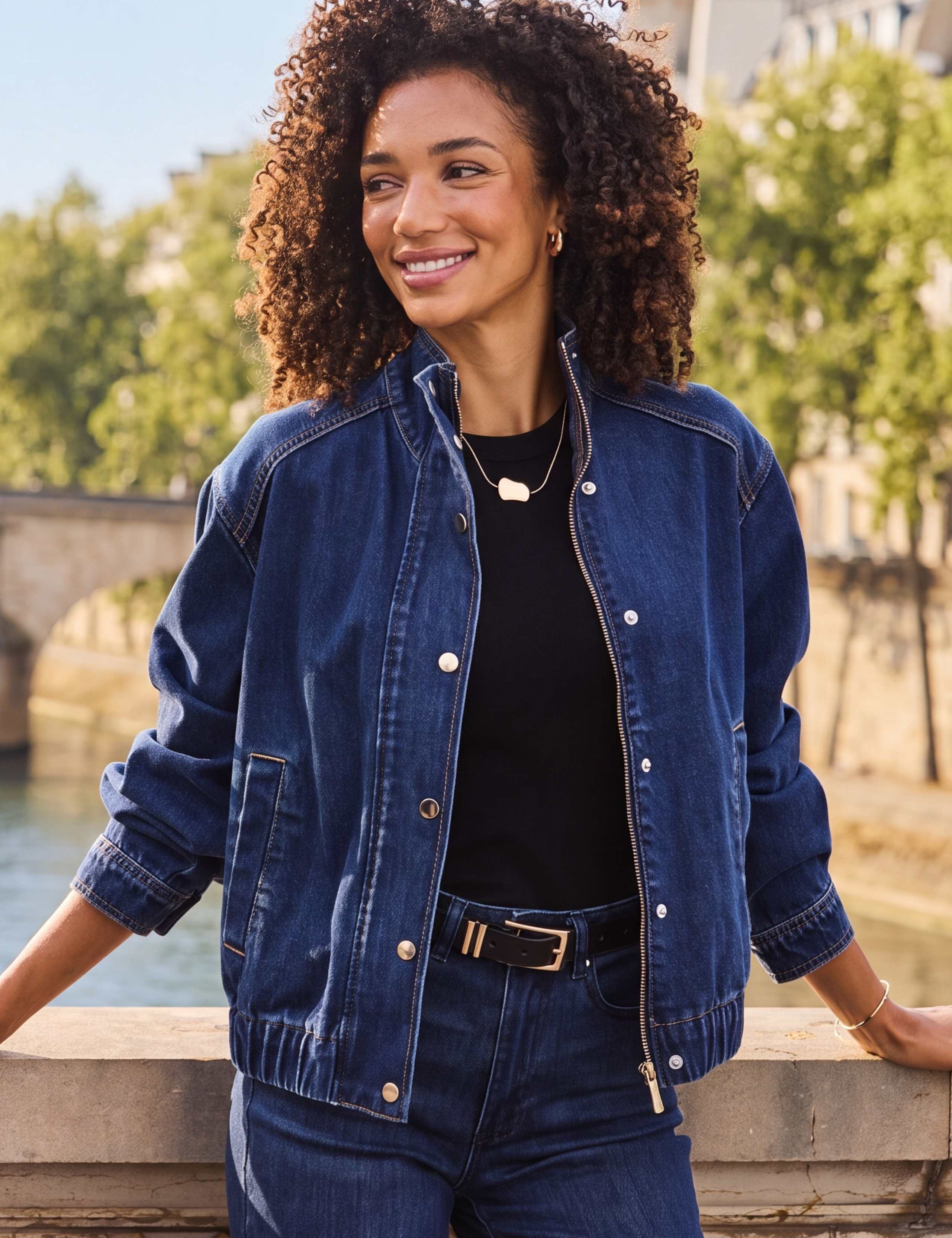 Denim Funnel Neck Jacket 8 of 8