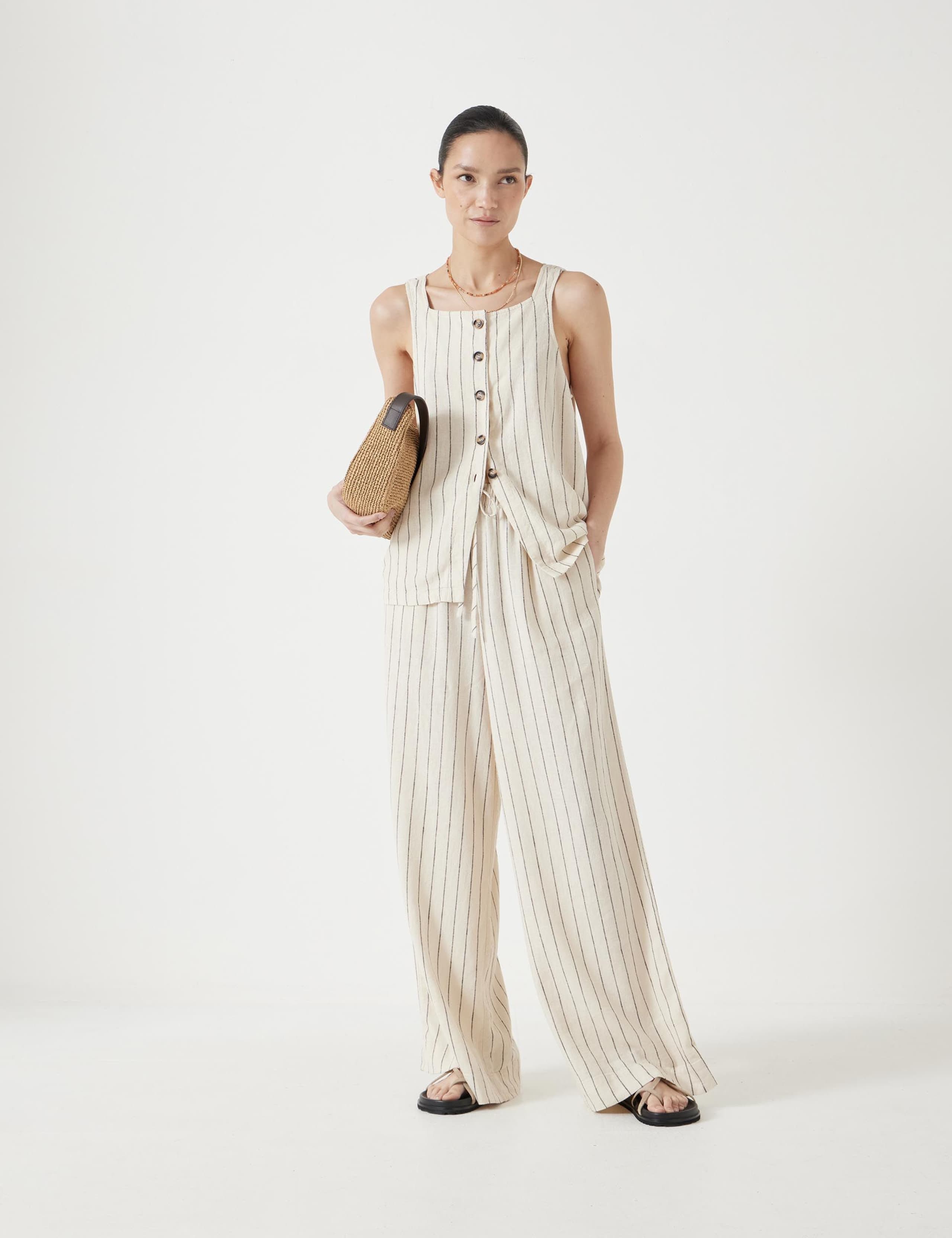 Linen Blend Wide Leg Trousers 3 of 5