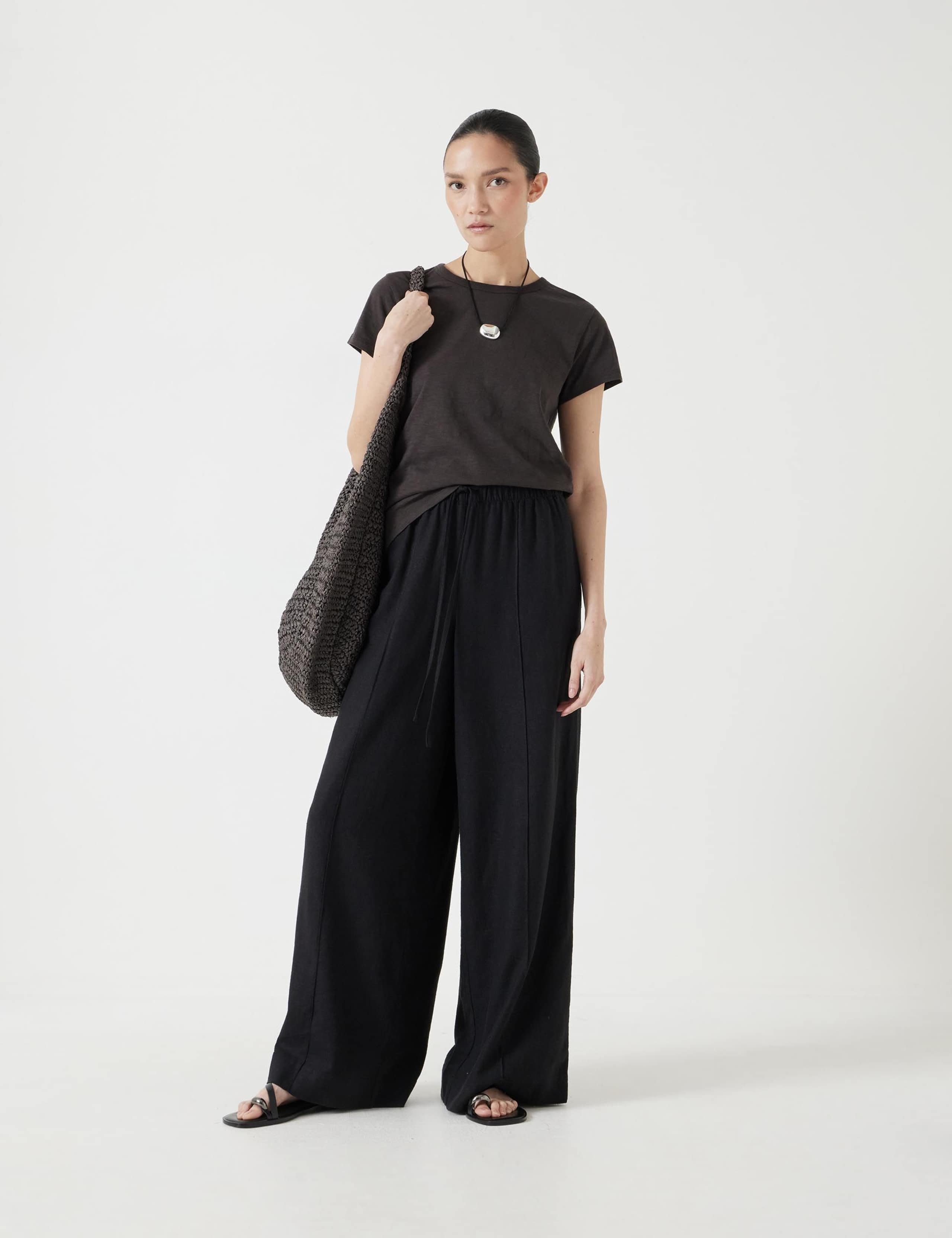 Linen Blend Wide Leg Trousers 2 of 5