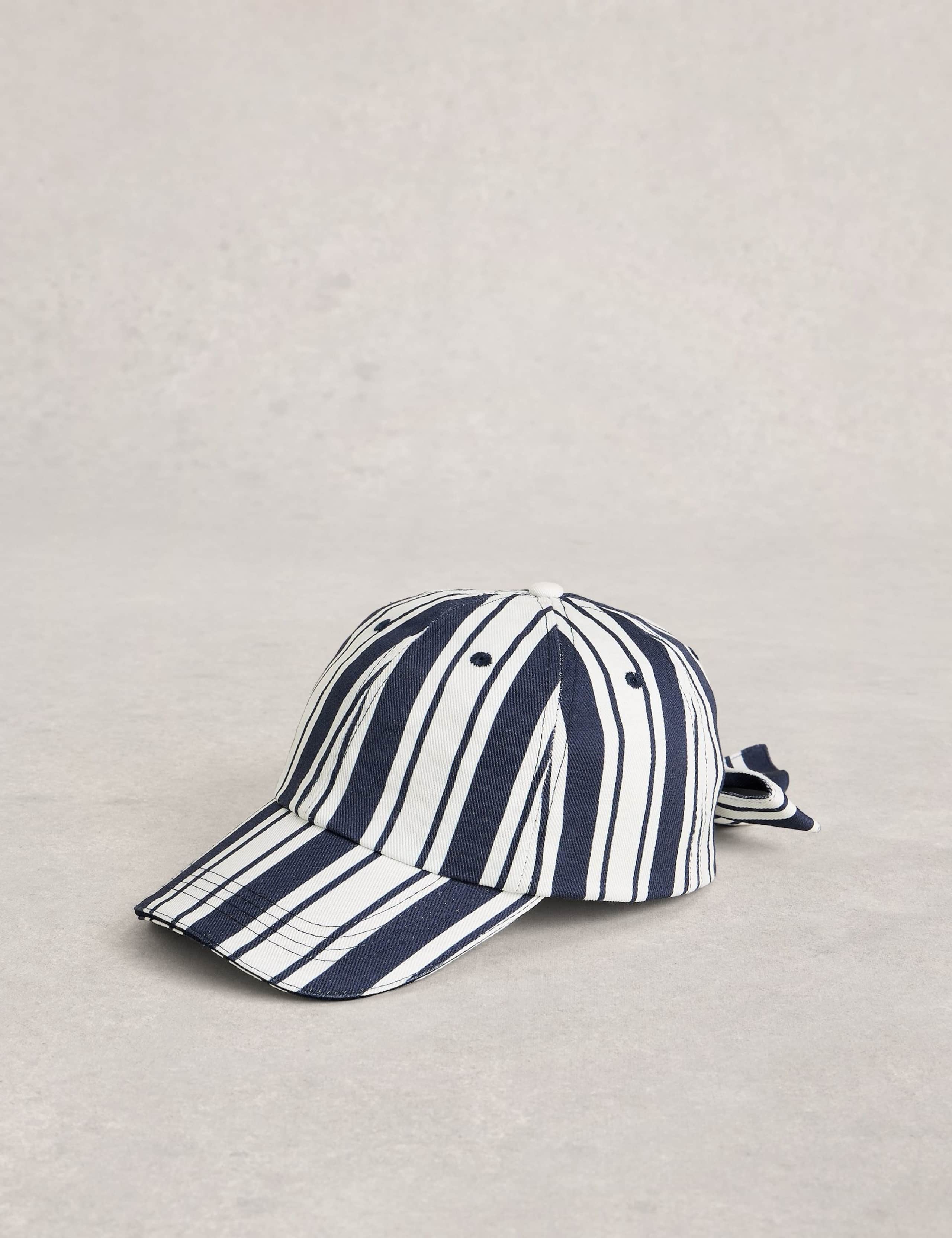 Pure Cotton Striped Bow Detail Baseball Cap 1 of 2