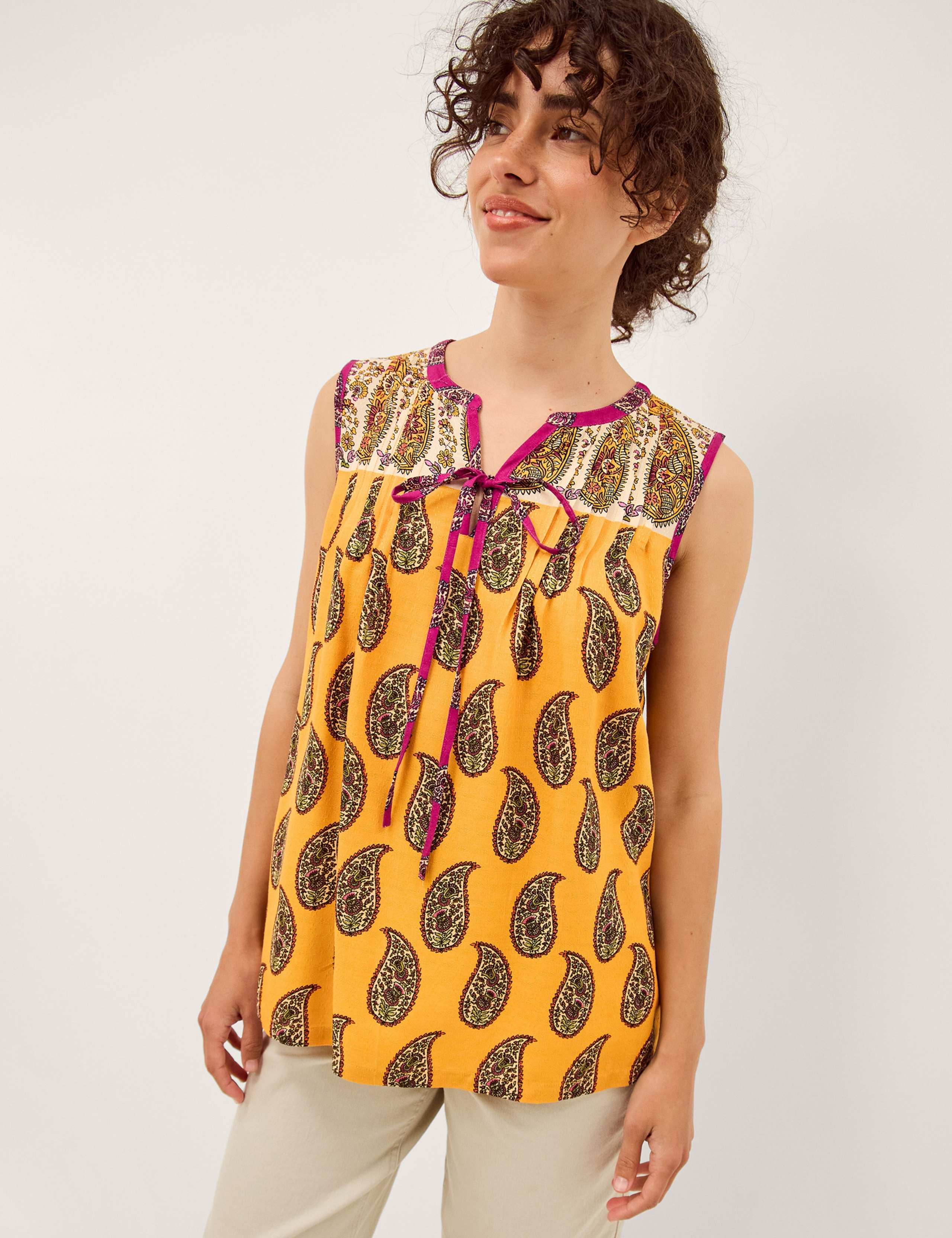 Paisley Notch Neck Tie Detail Top 1 of 5