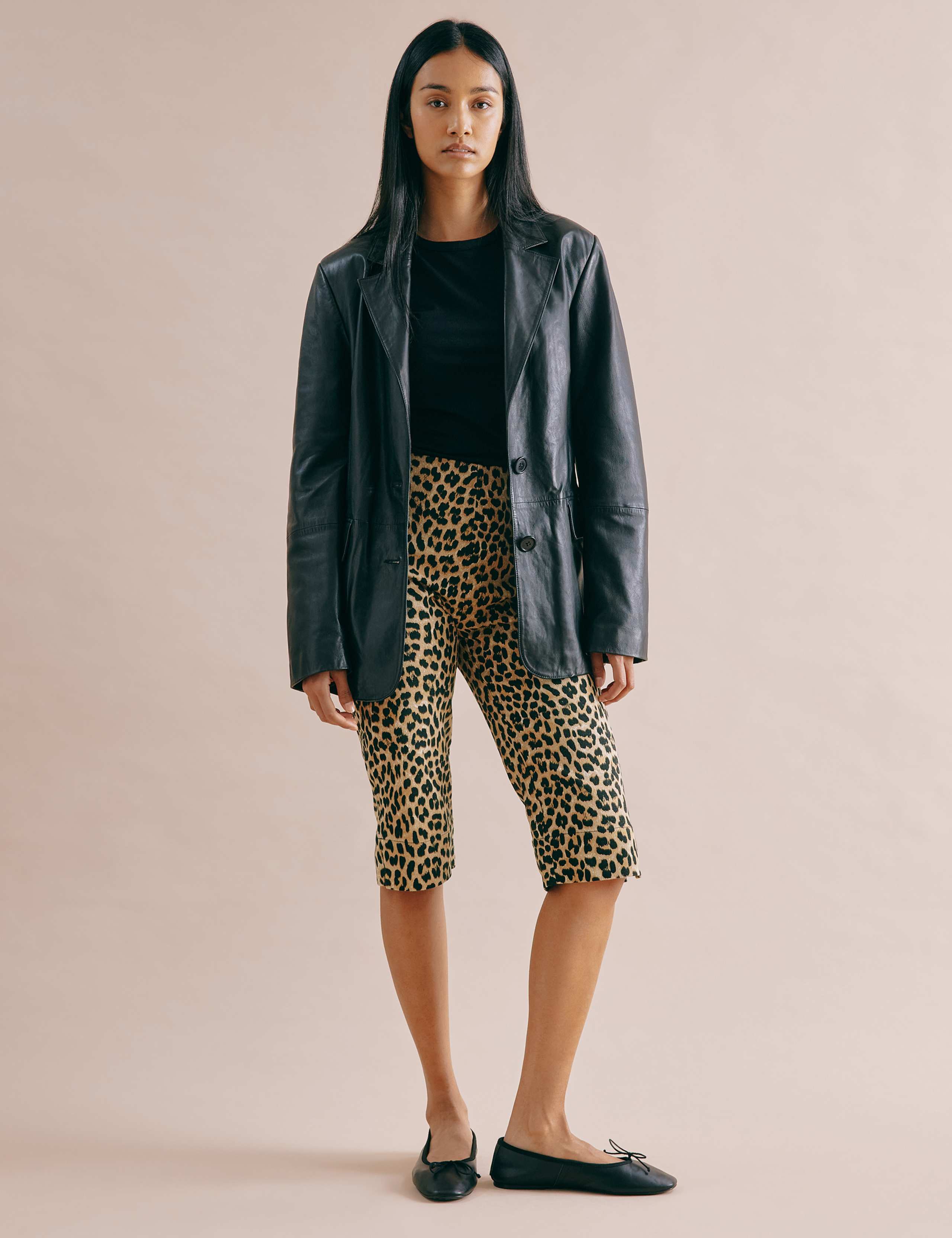 Cotton Rich Animal Print Cropped Trousers 4 of 6