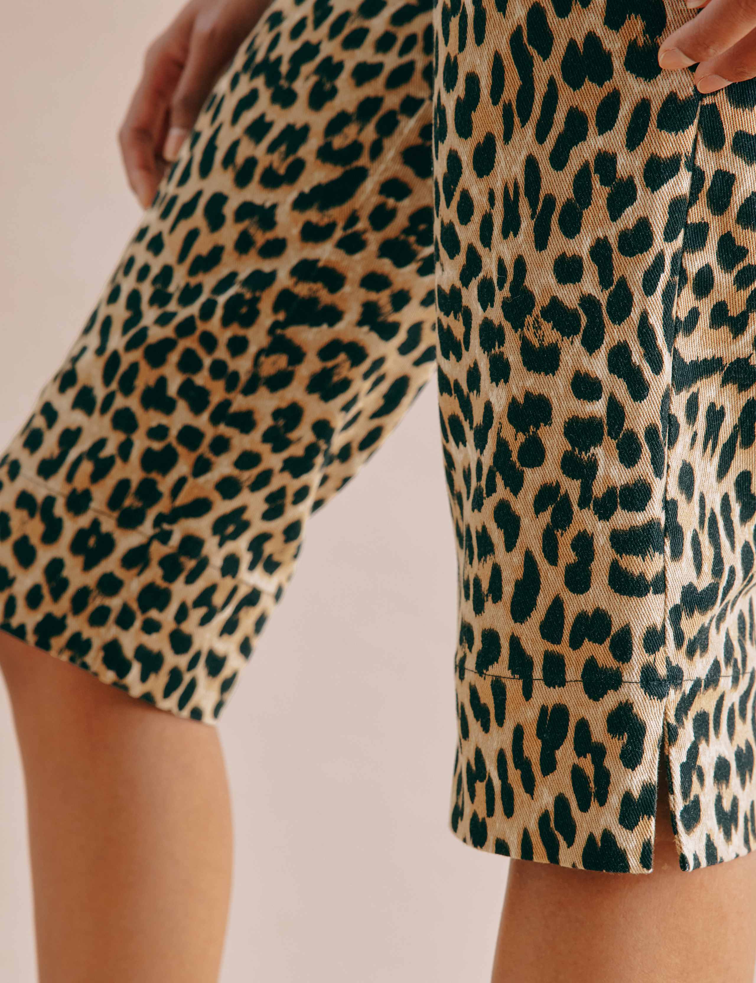Cotton Rich Animal Print Cropped Trousers 5 of 6