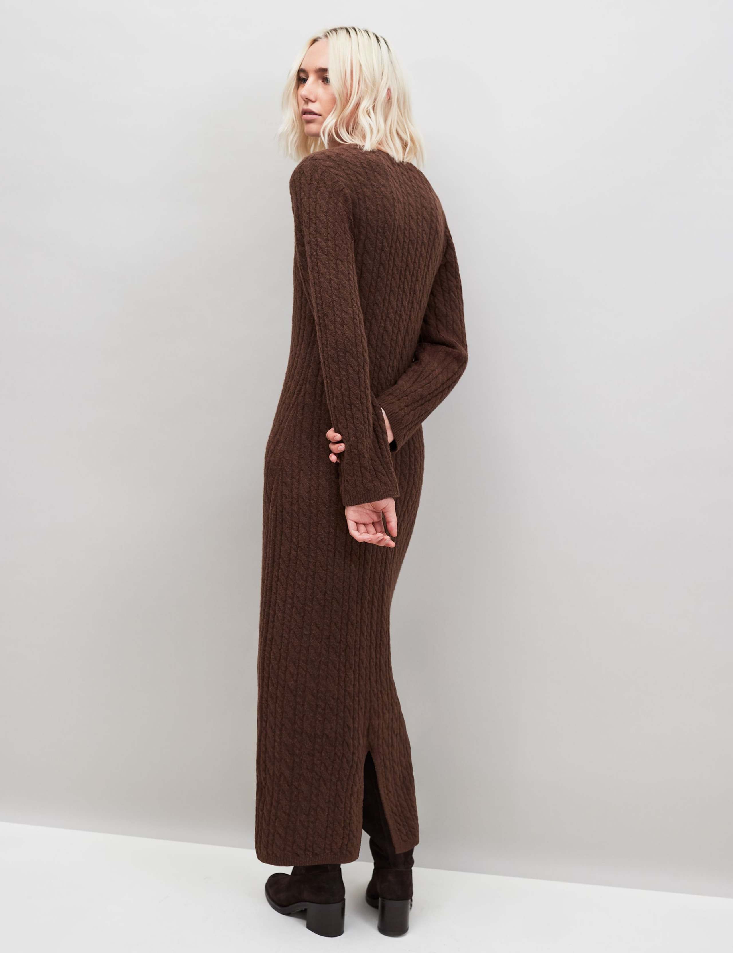 Cotton Rich Cable Knit Midaxi Jumper Dress 2 of 3